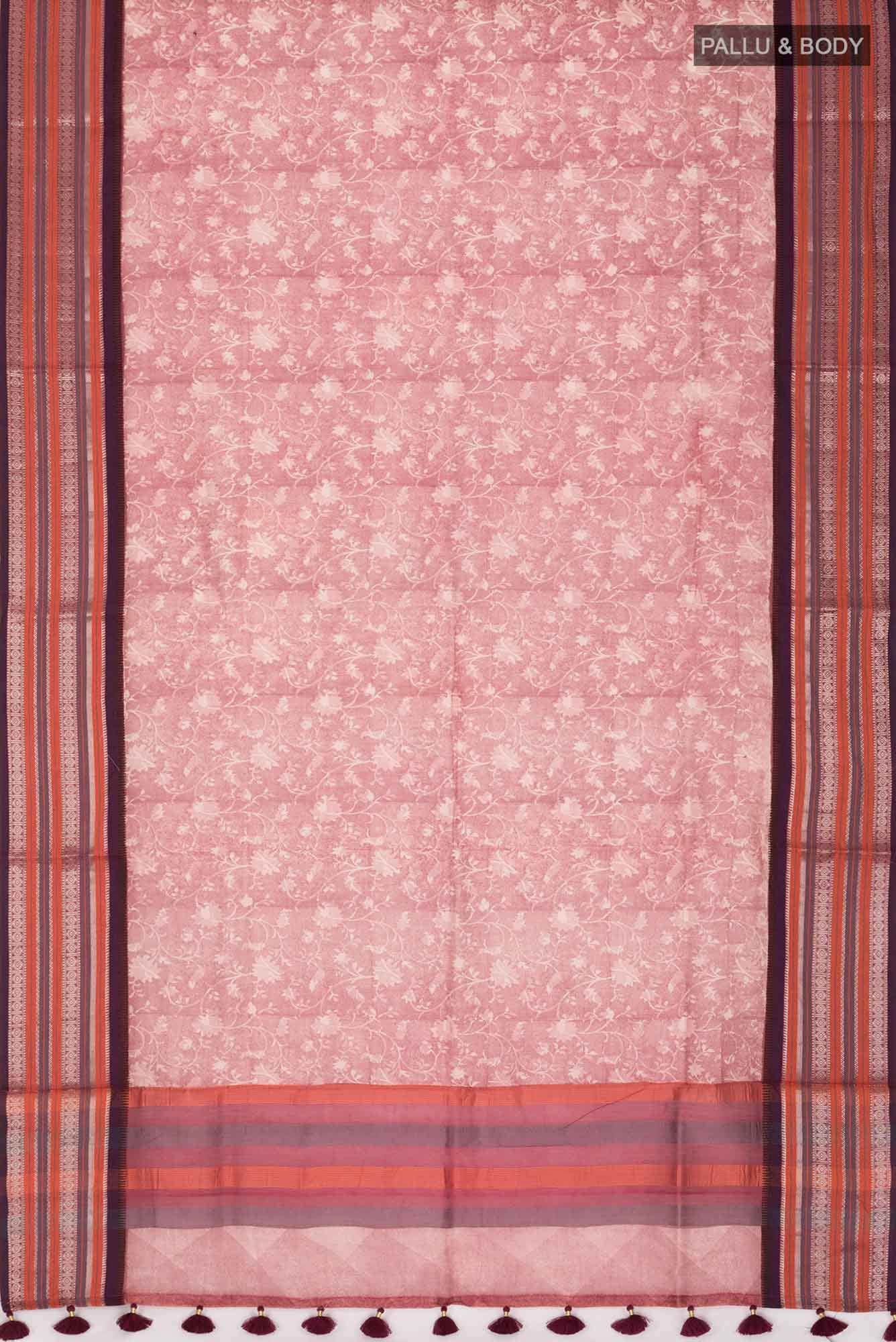 Coral Maheshwari Silk Cotton Saree