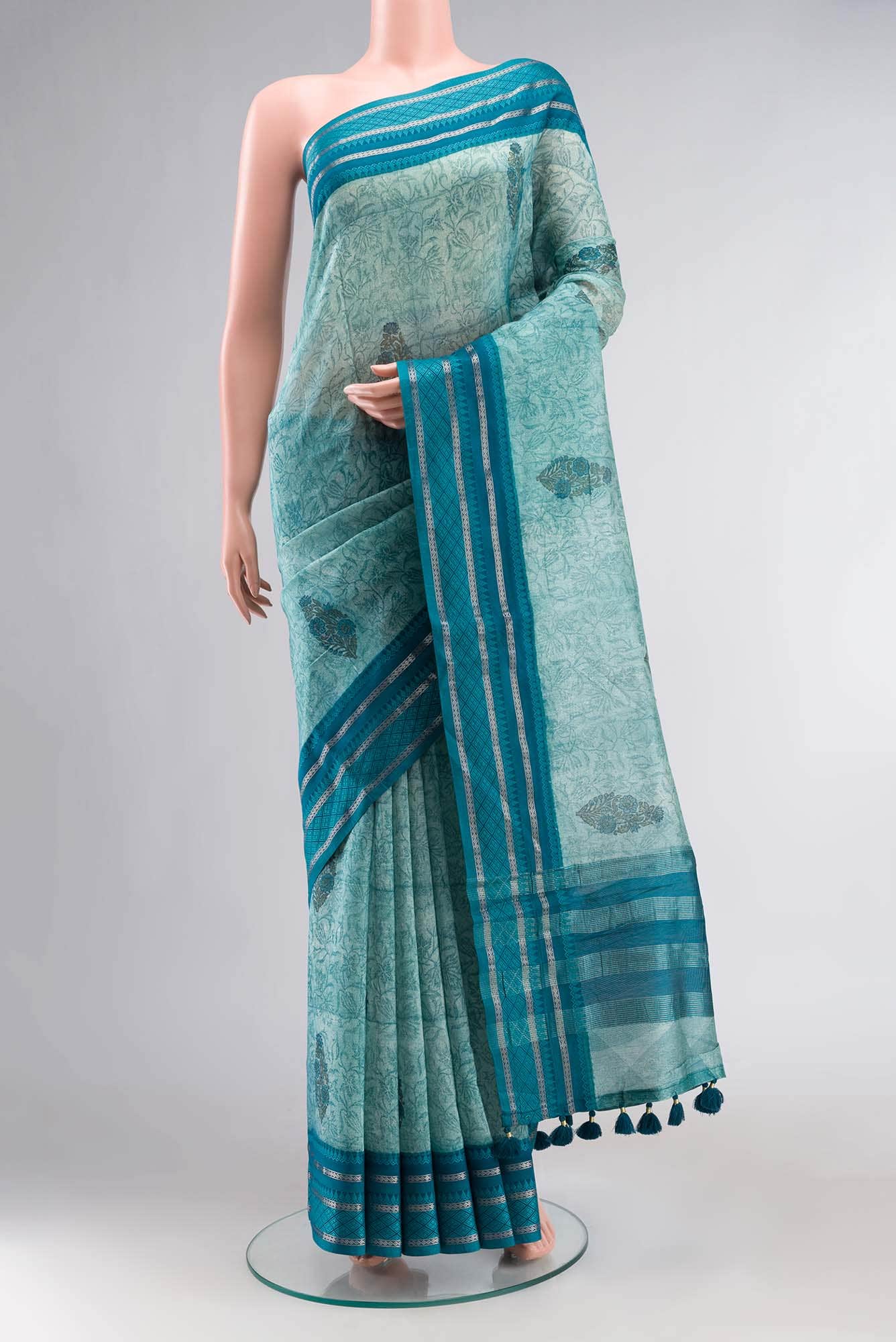 Green Chanderi Silk Cotton Saree