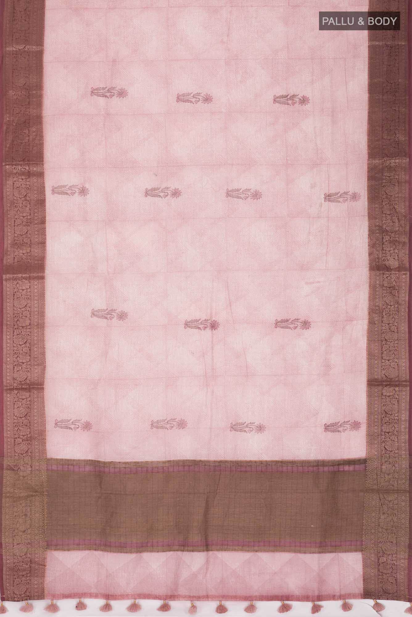 Rose Gold Maheshwari Silk Cotton Saree