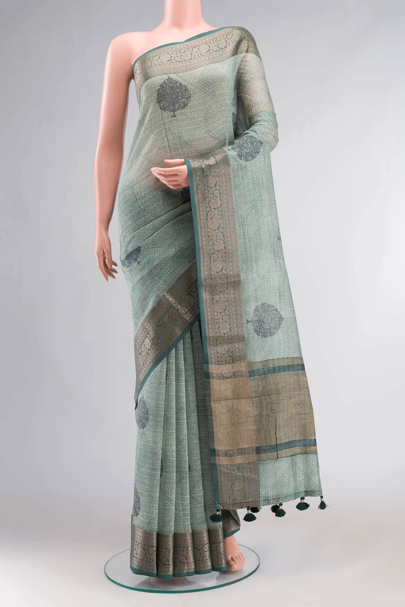 Green Chanderi Silk Cotton Saree
