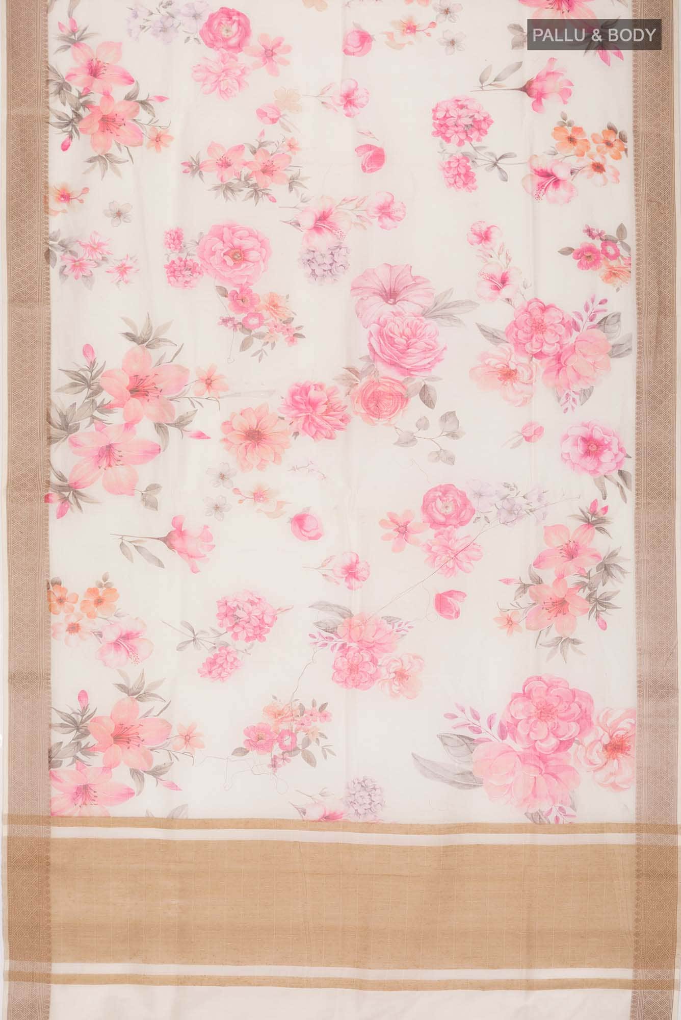 Cream Chanderi Silk Cotton Saree
