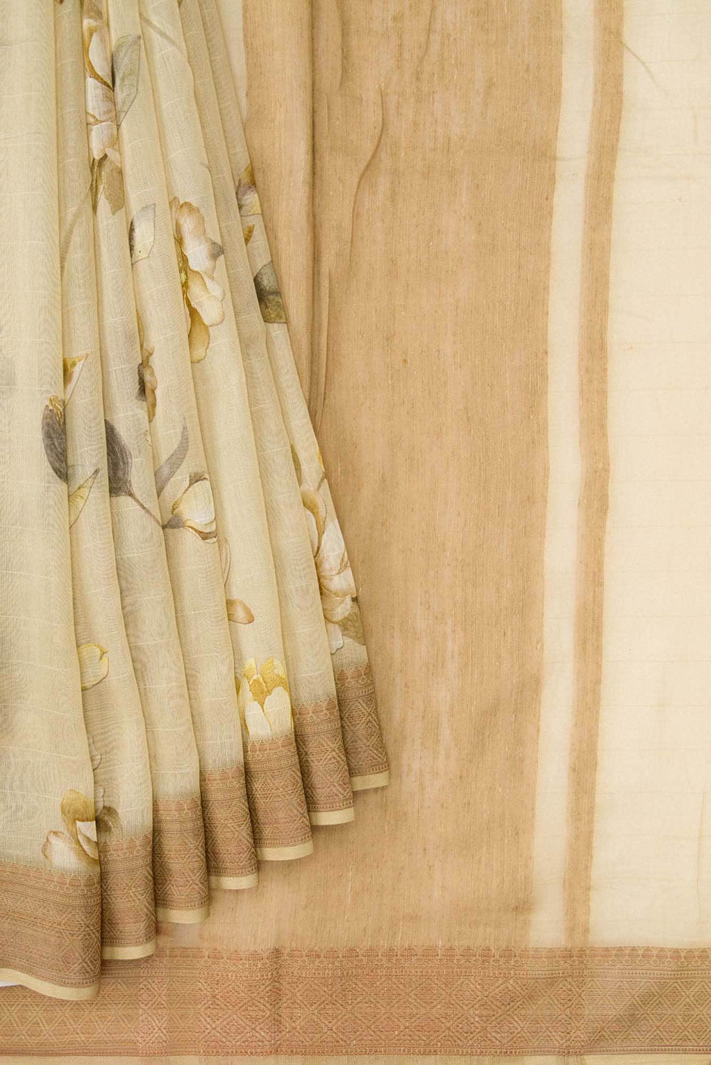 Sandal Dual Tone Blended Chanderi Silk Cotton Saree