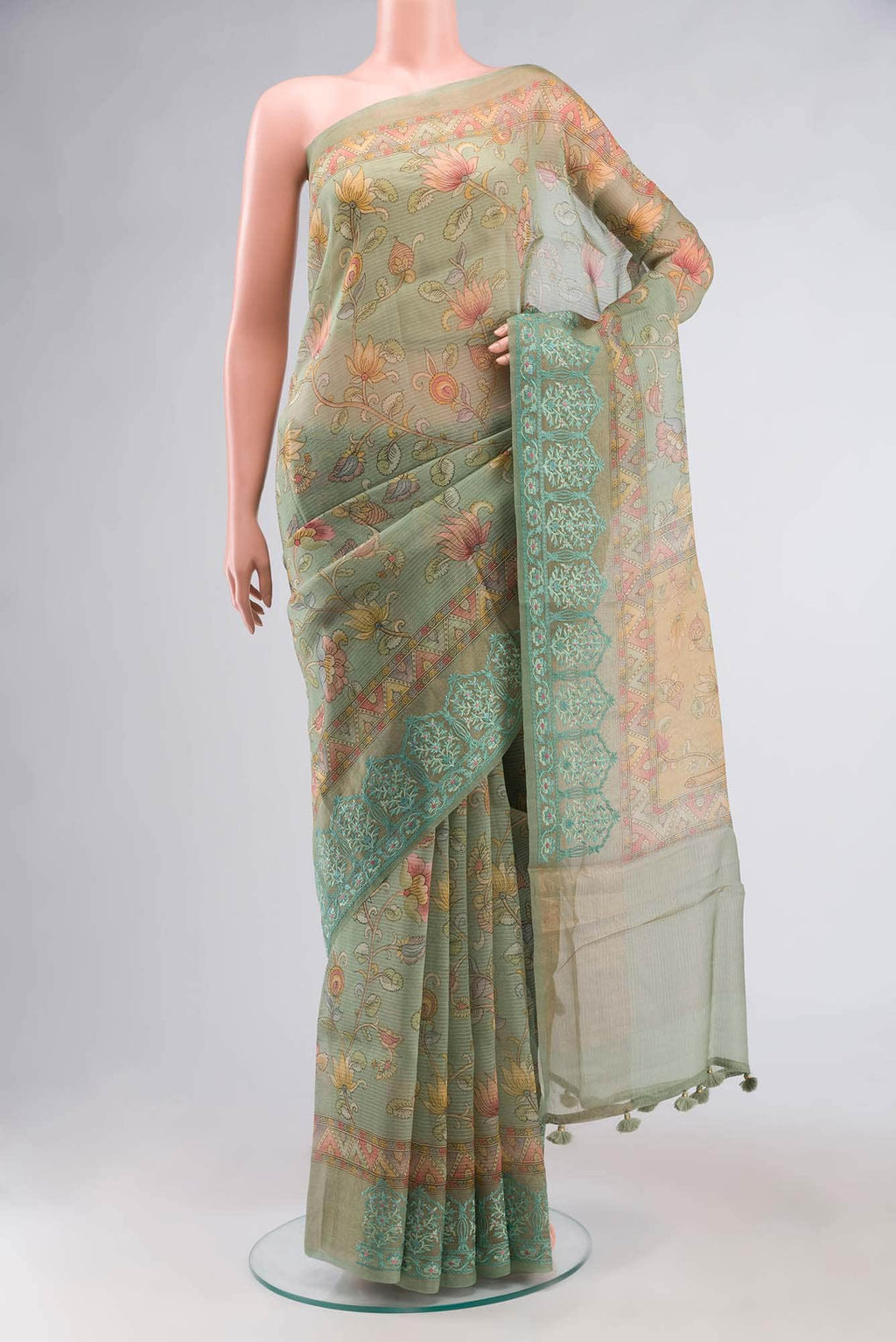 Green Organza Silk Saree