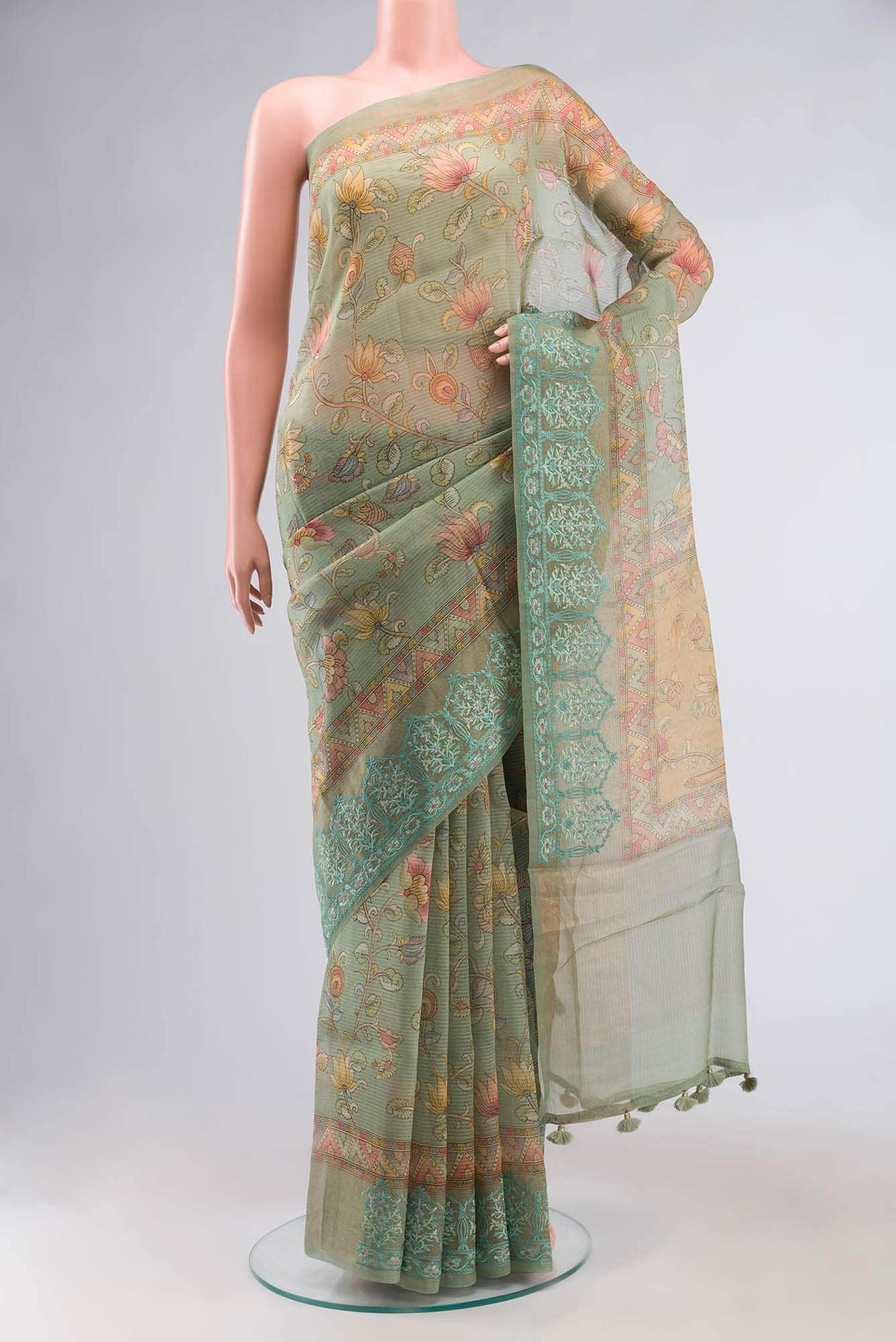 Green Organza Silk Saree