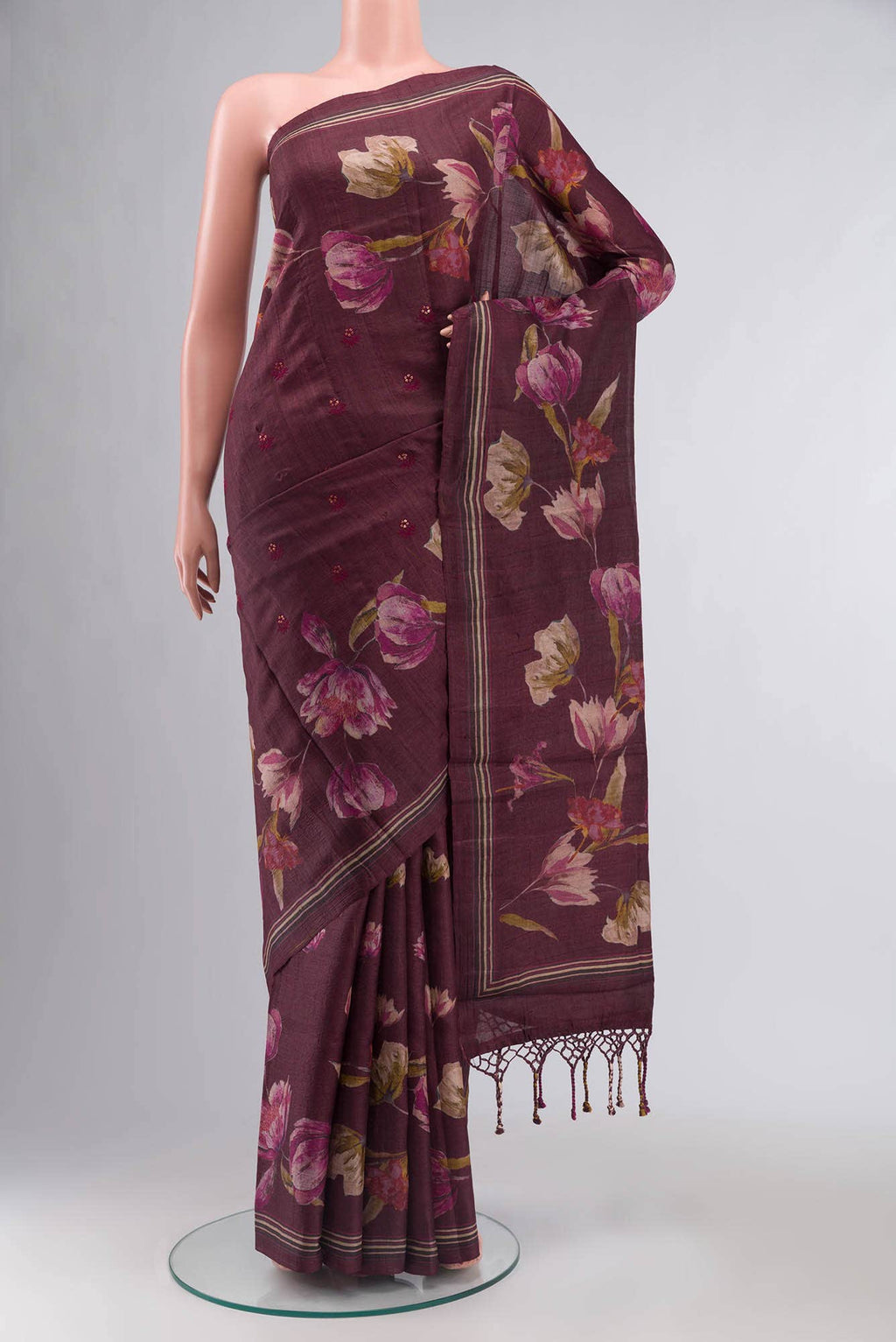 Coffee Brown Bhagalpuri Tussar Silk Saree