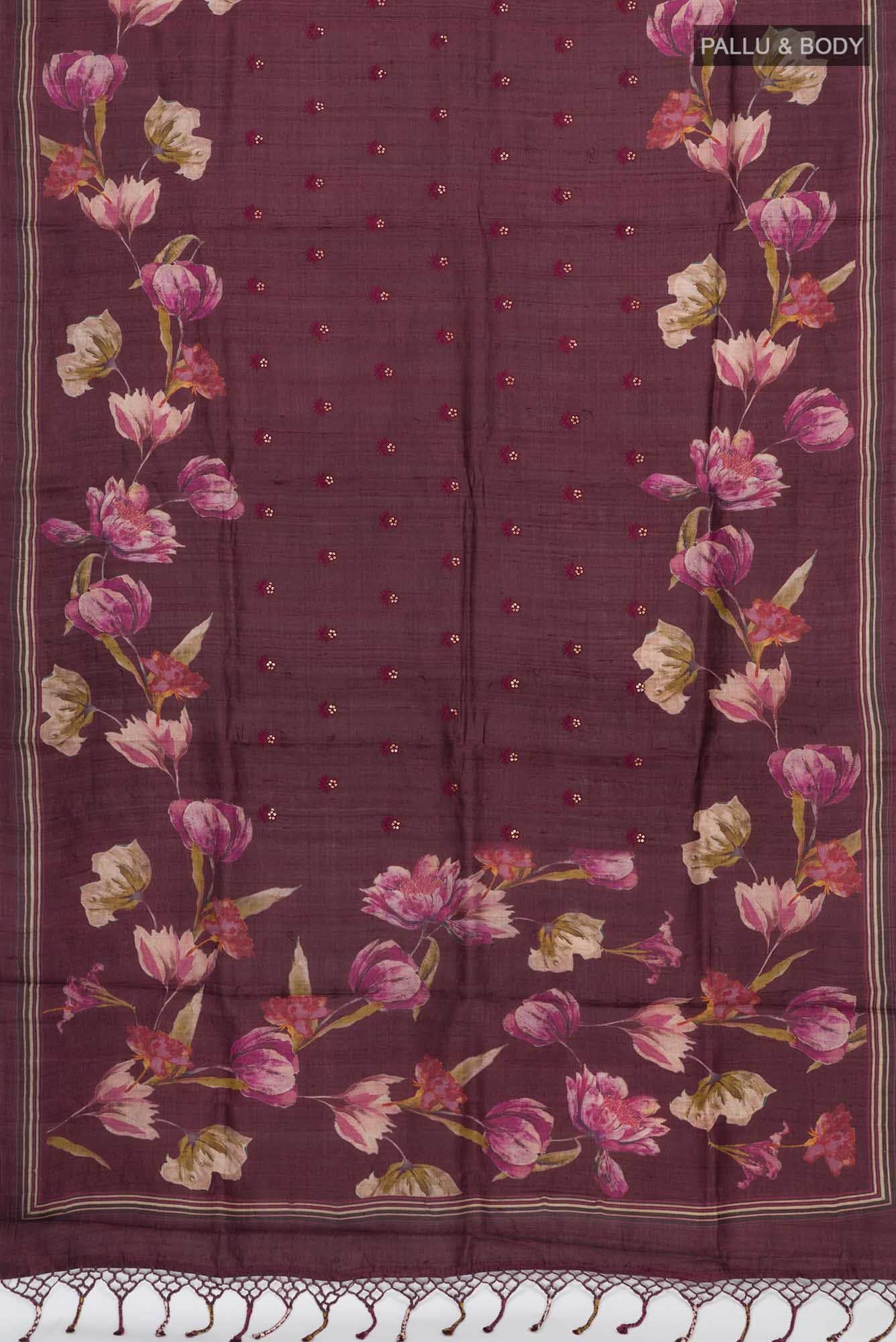 Coffee Brown Bhagalpuri Tussar Silk Saree