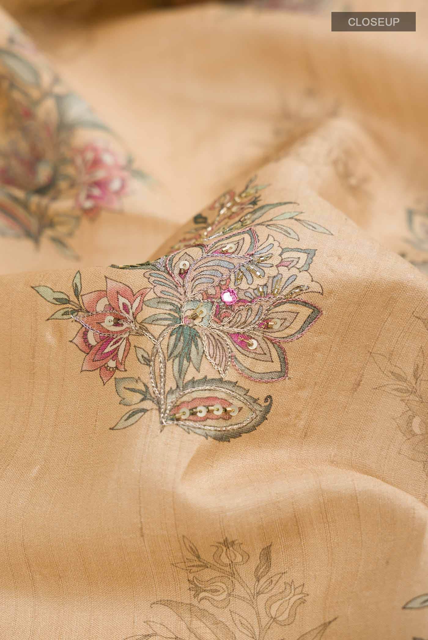 Beige Tussar Silk Saree