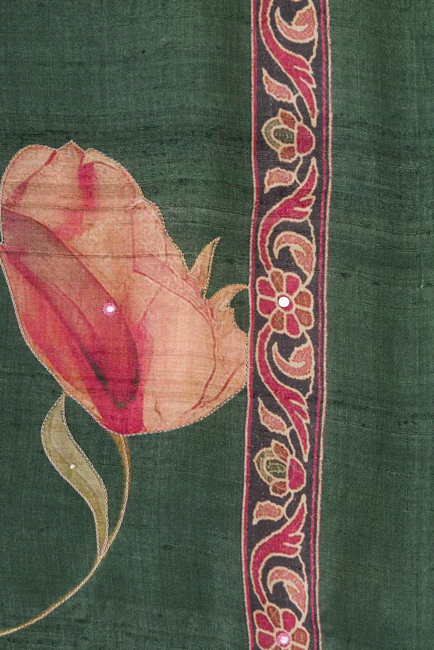 Green Dual Tone Tussar Silk Saree