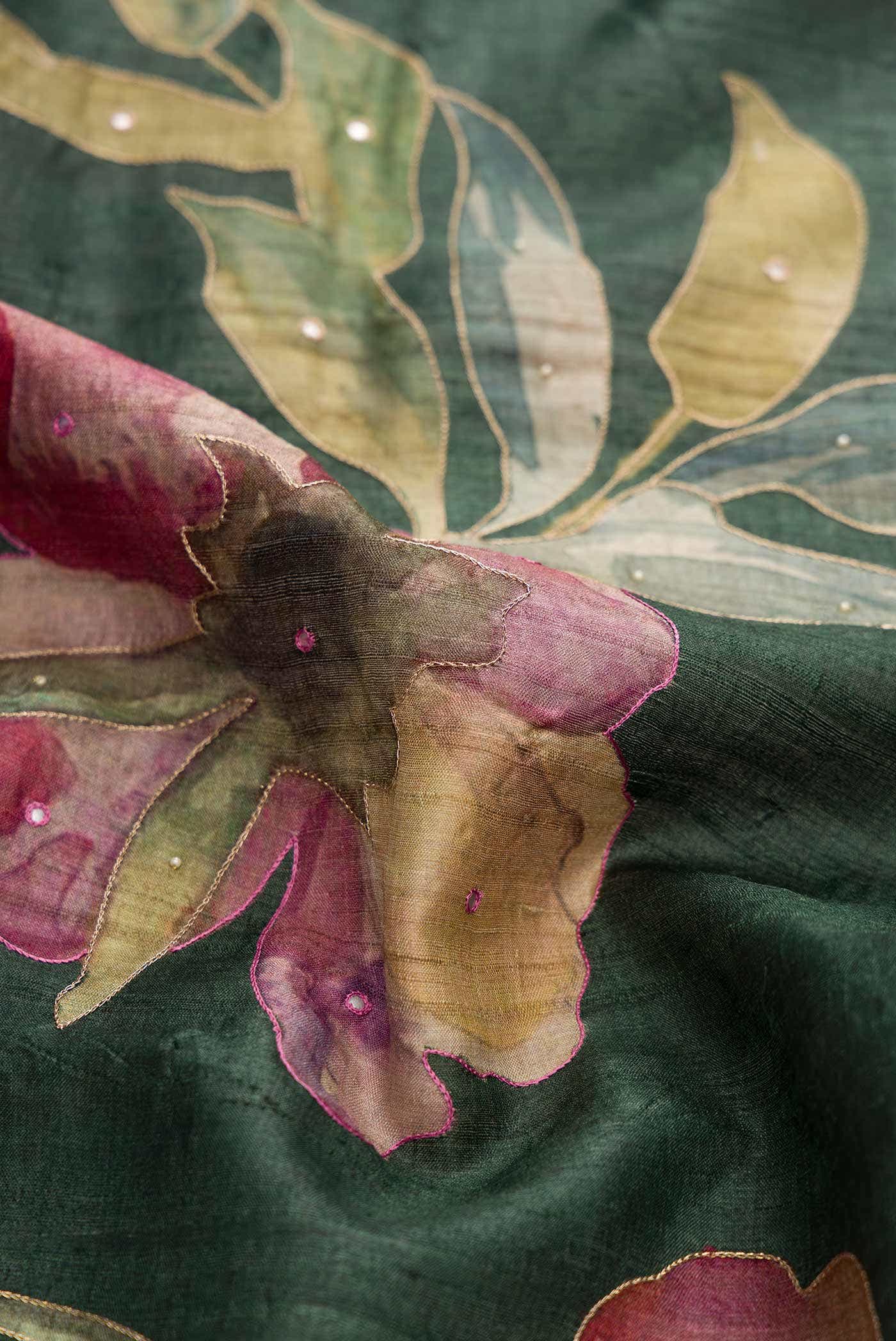 Green Dual Tone Tussar Silk Saree