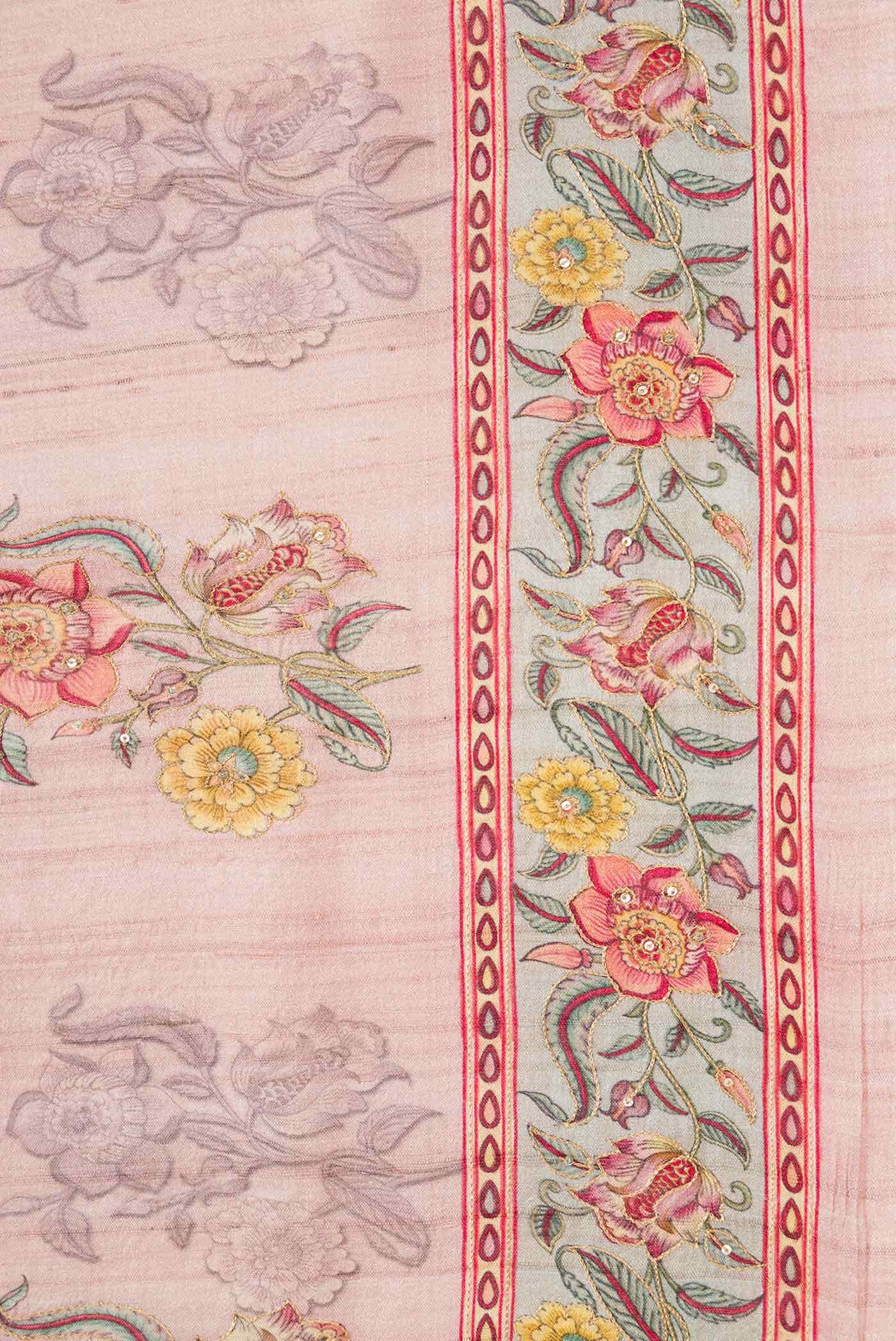 Pink Dual Tone Tussar Silk Saree