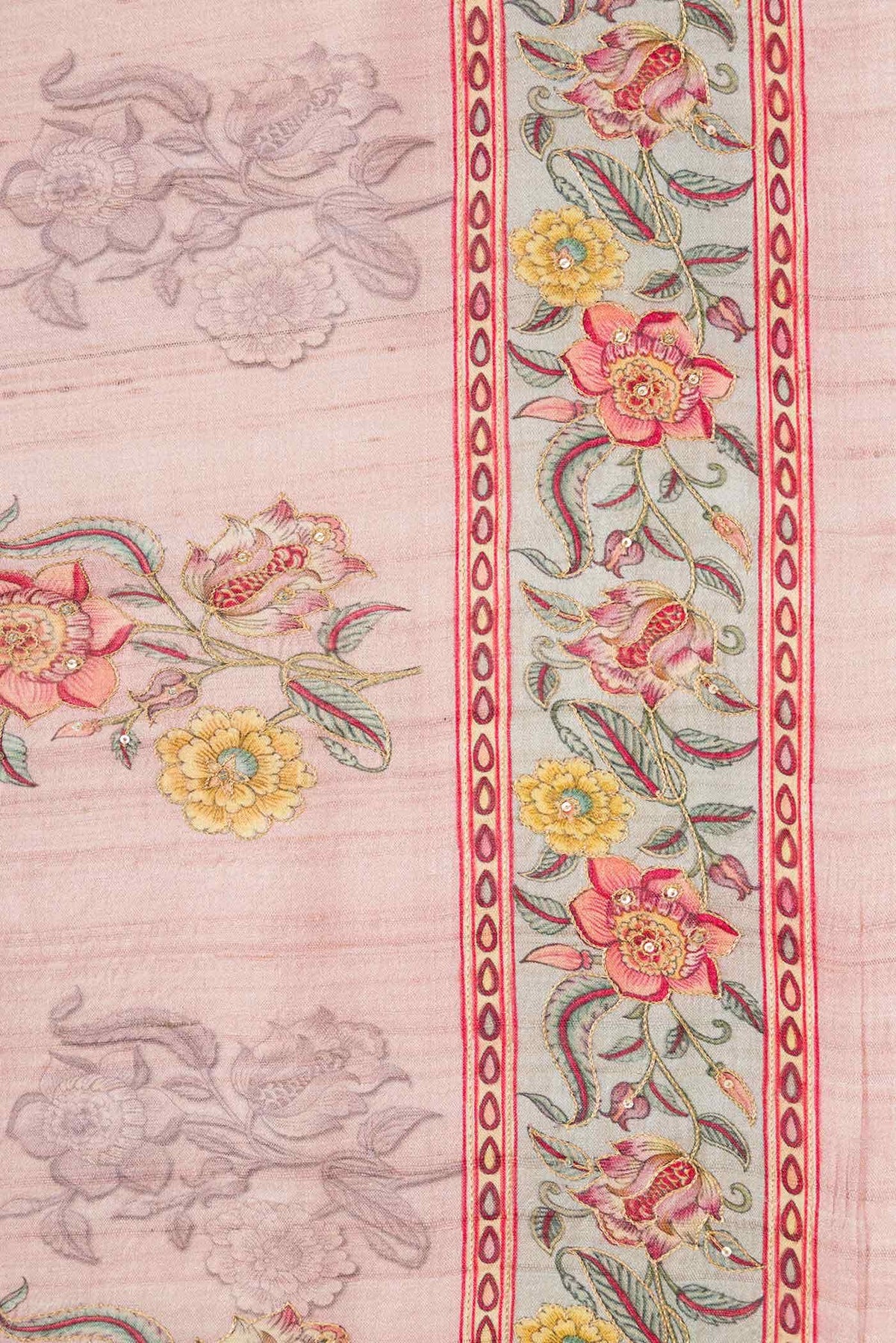 Pink Dual Tone Tussar Silk Saree