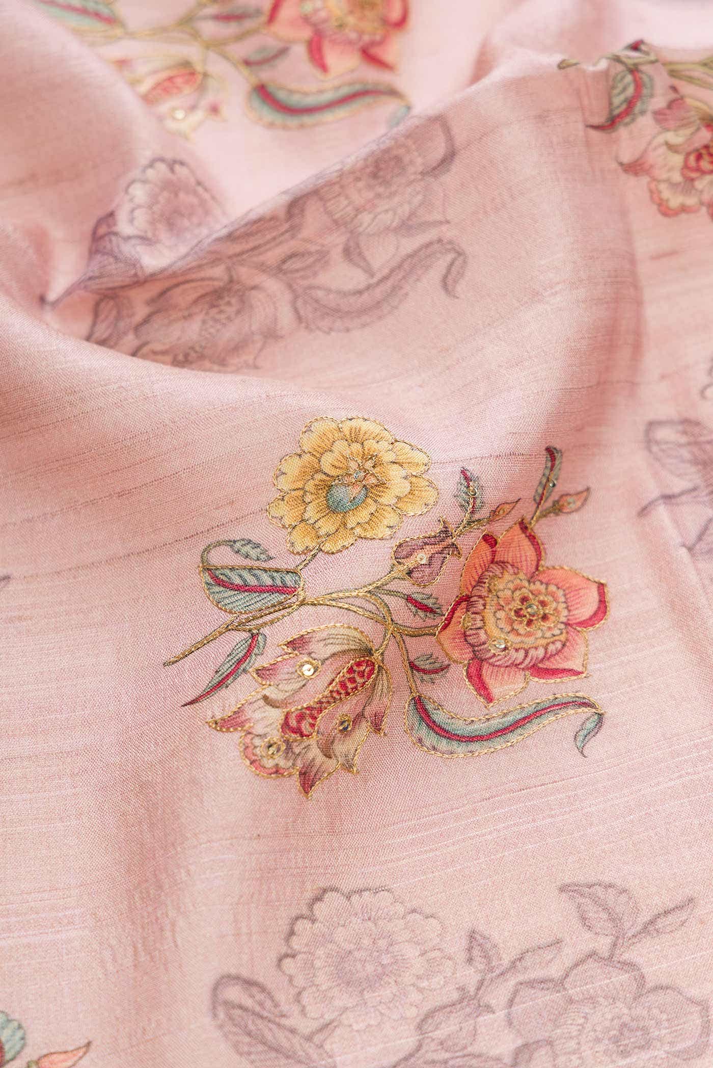 Pink Dual Tone Tussar Silk Saree