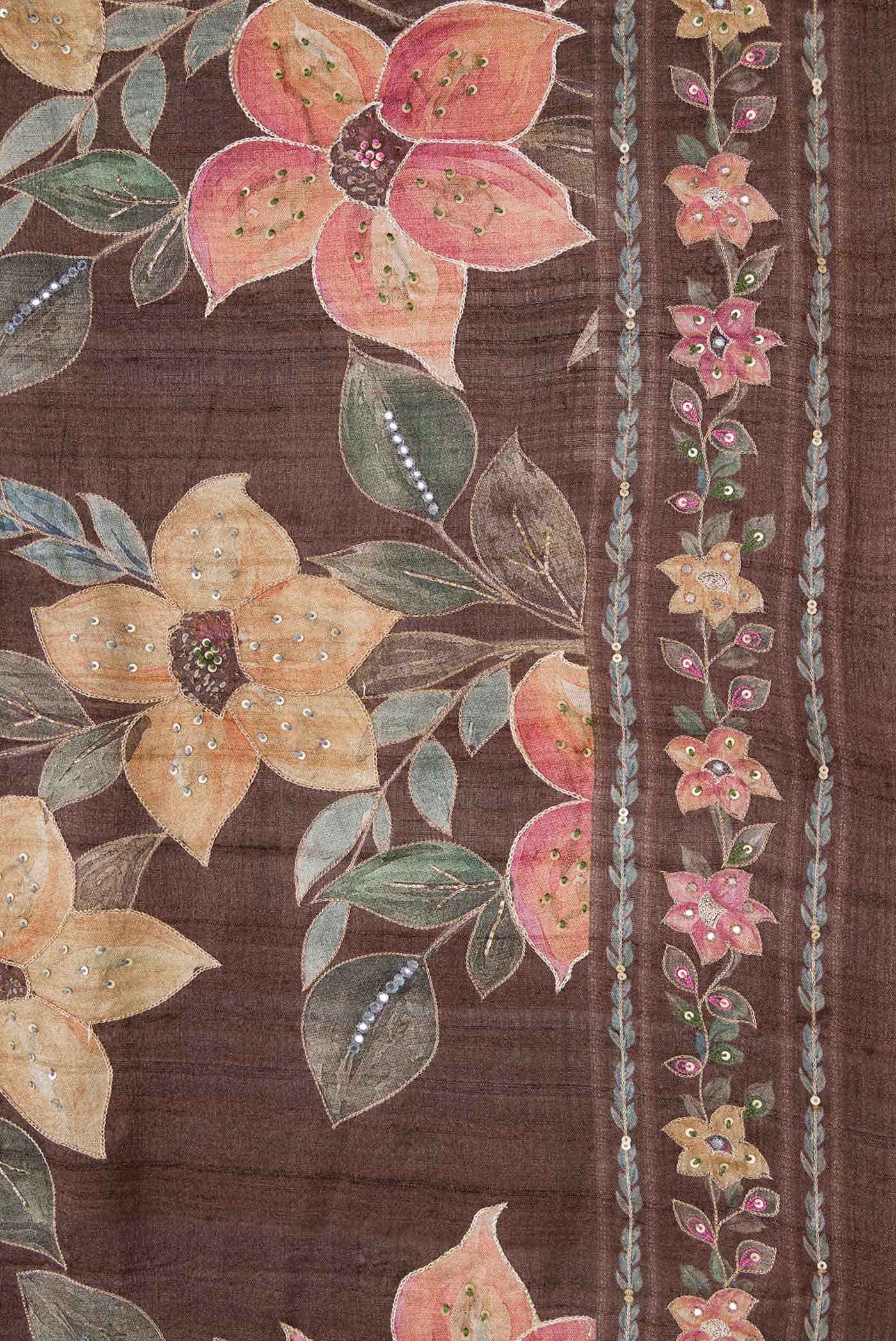 Coffee Brown Tussar Silk Saree