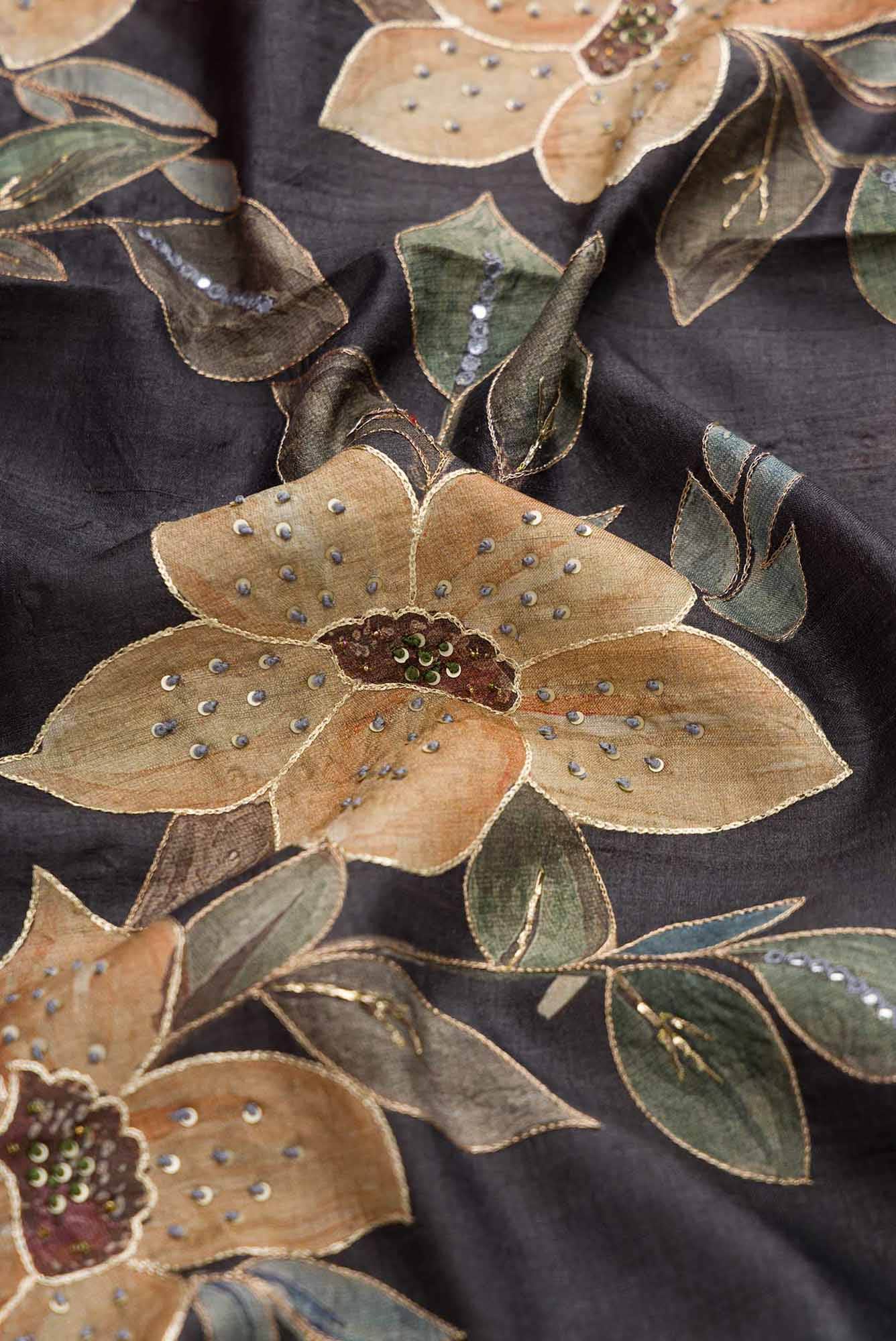 Black Dual Tone Tussar Silk Saree