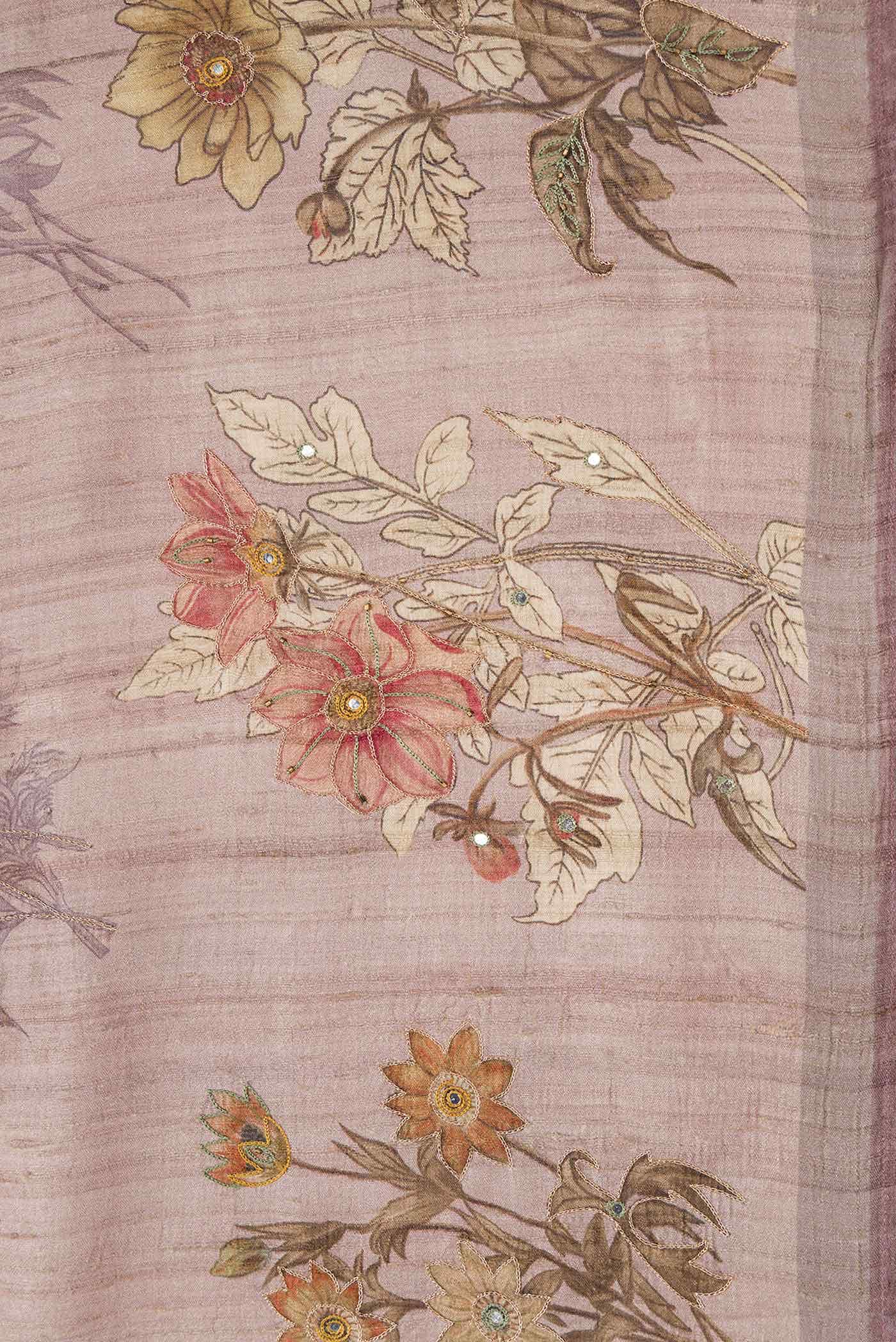 Lavender Tussar Silk Saree