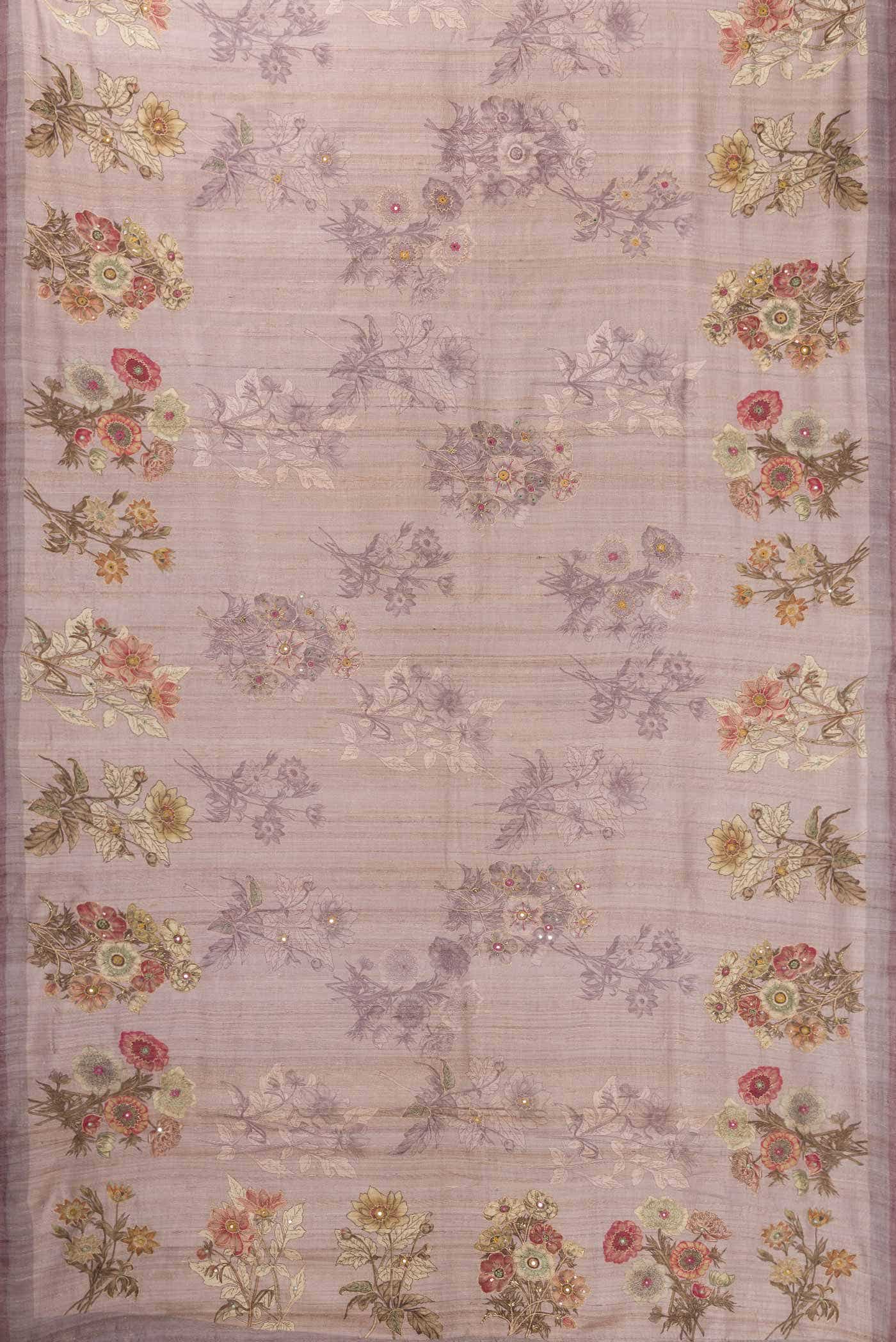 Lavender Tussar Silk Saree