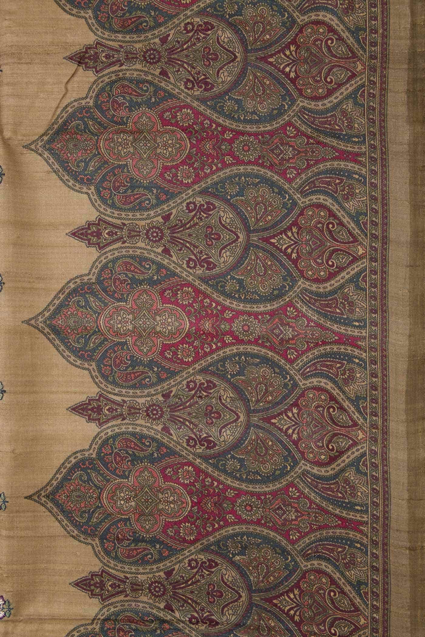 Dark Beige Tussar Silk Saree