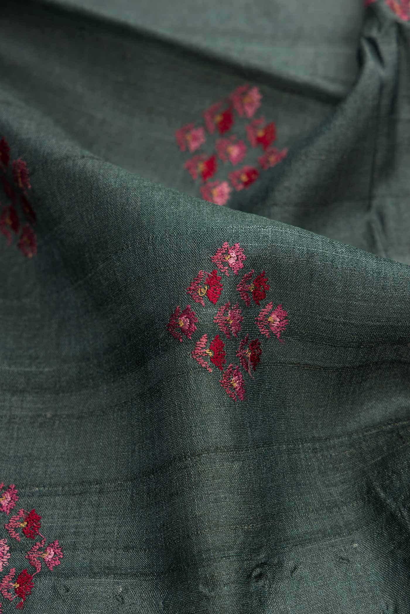 Davys Grey Tussar Silk Saree