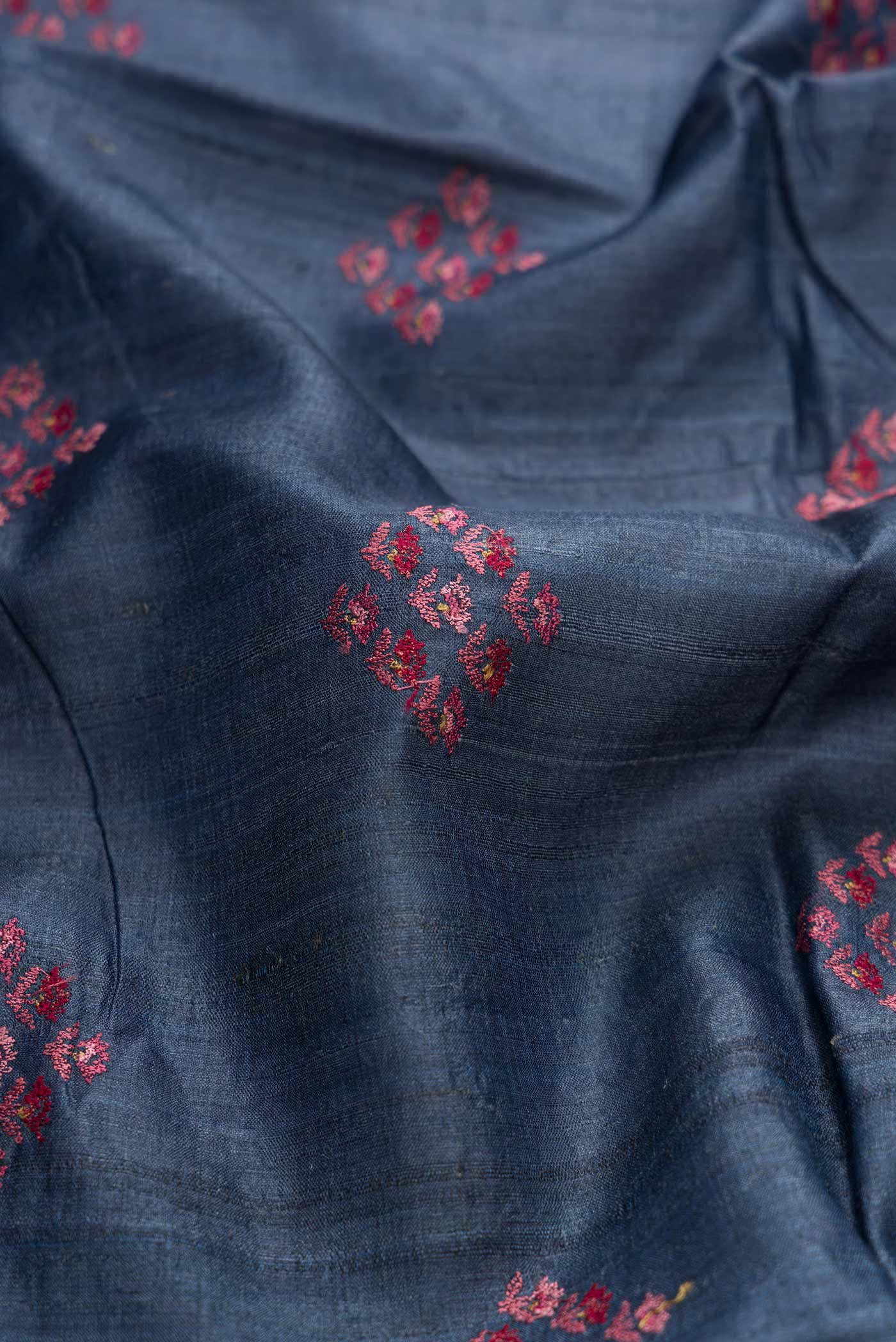 Blue Tussar Silk Saree