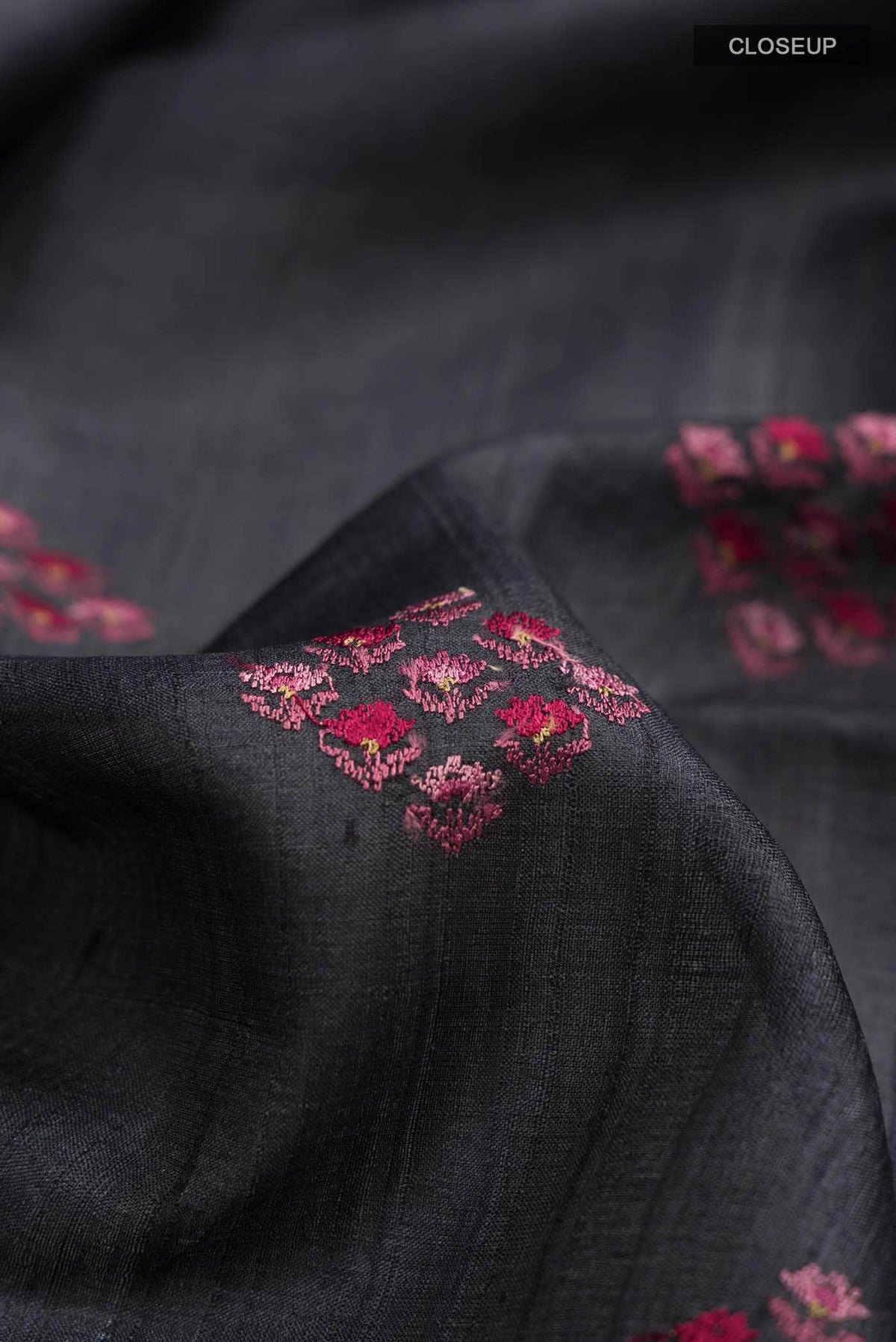 Black Tussar Silk Saree