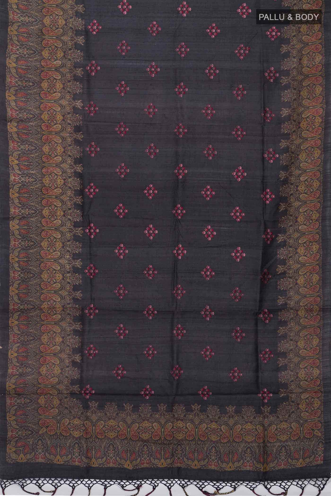 Black Tussar Silk Saree