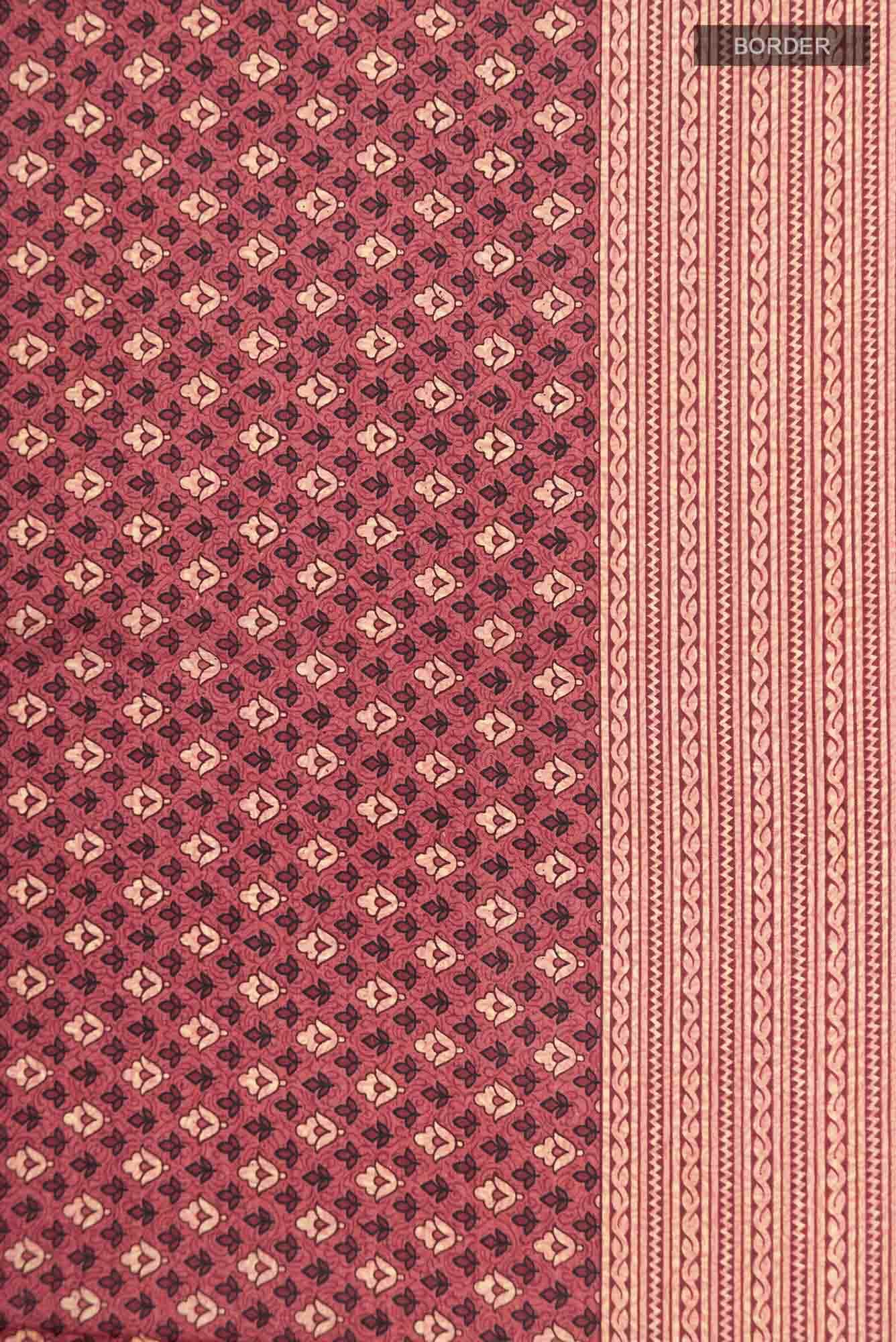 Brown Printed Silk Saree