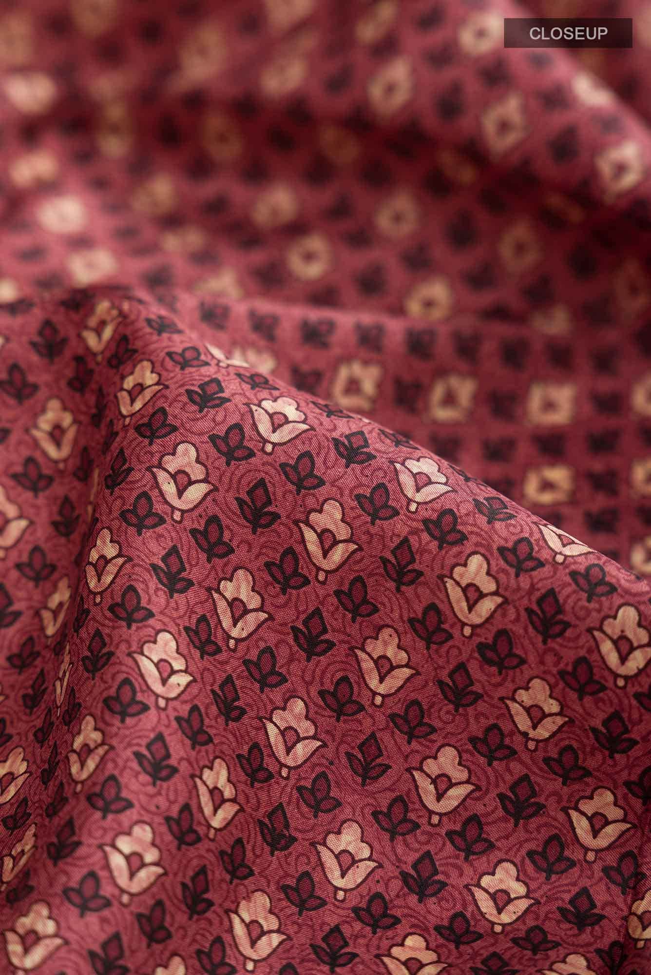 Brown Printed Silk Saree