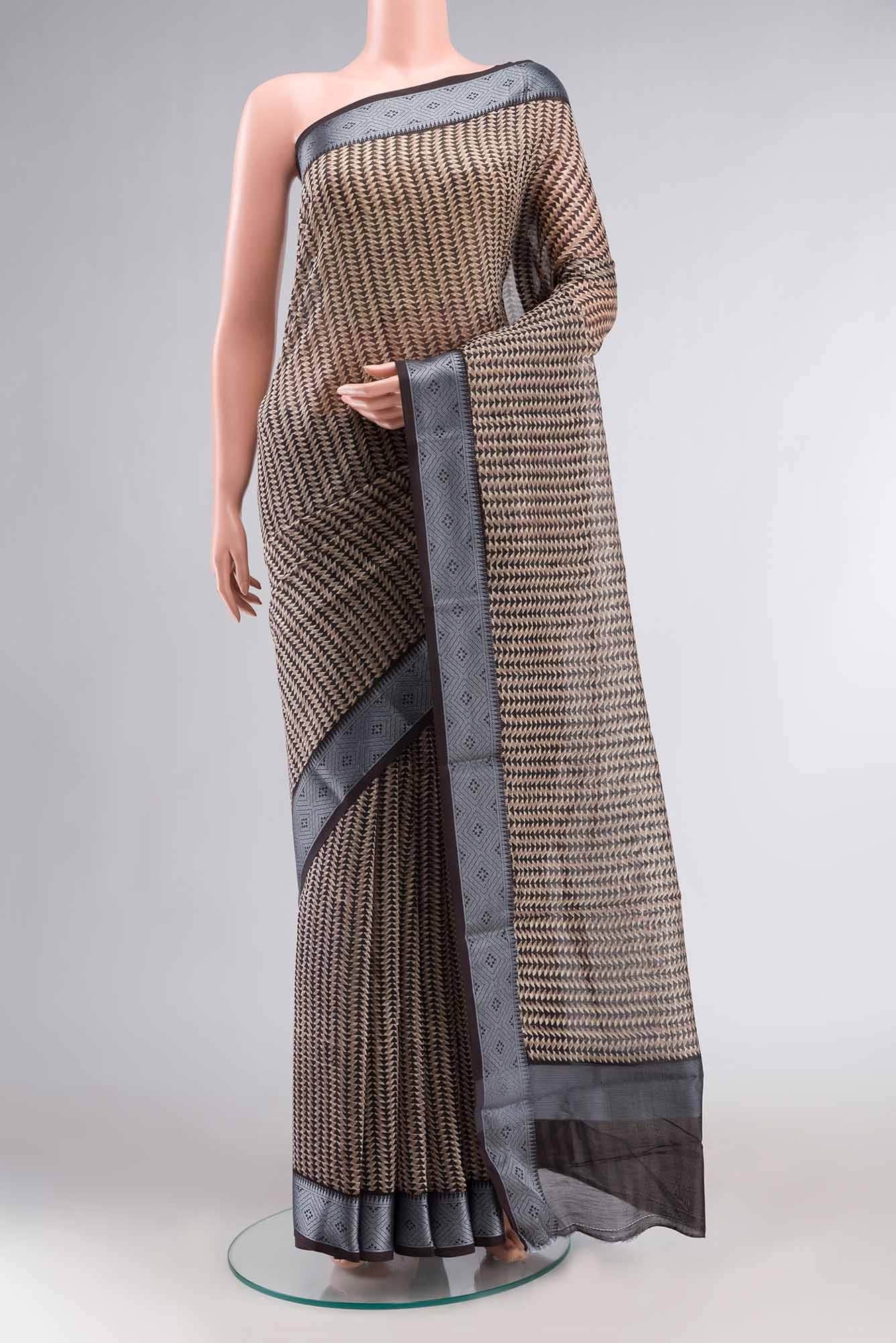 Black Chanderi Silk Cotton Saree