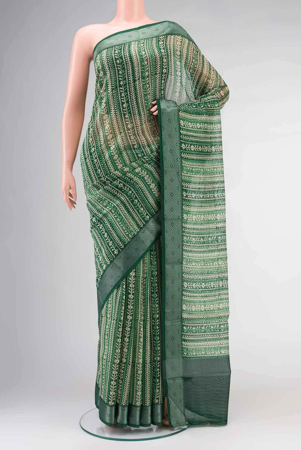 Green Chanderi Silk Cotton Saree