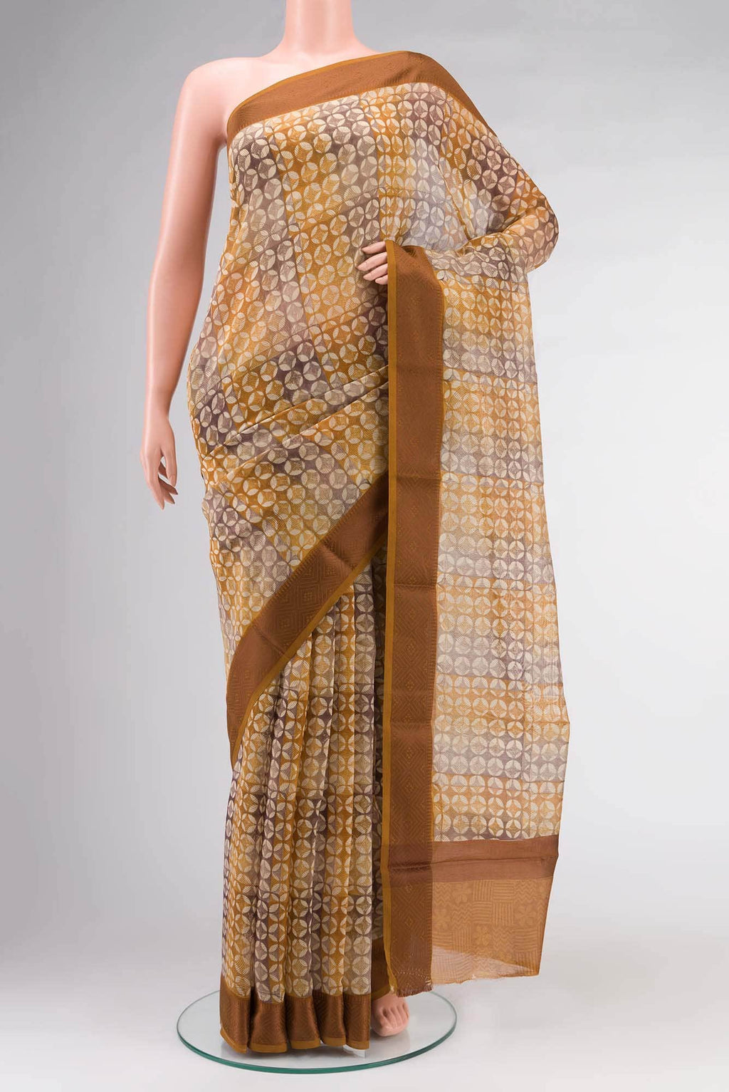 Mustard Chanderi Silk Cotton Saree