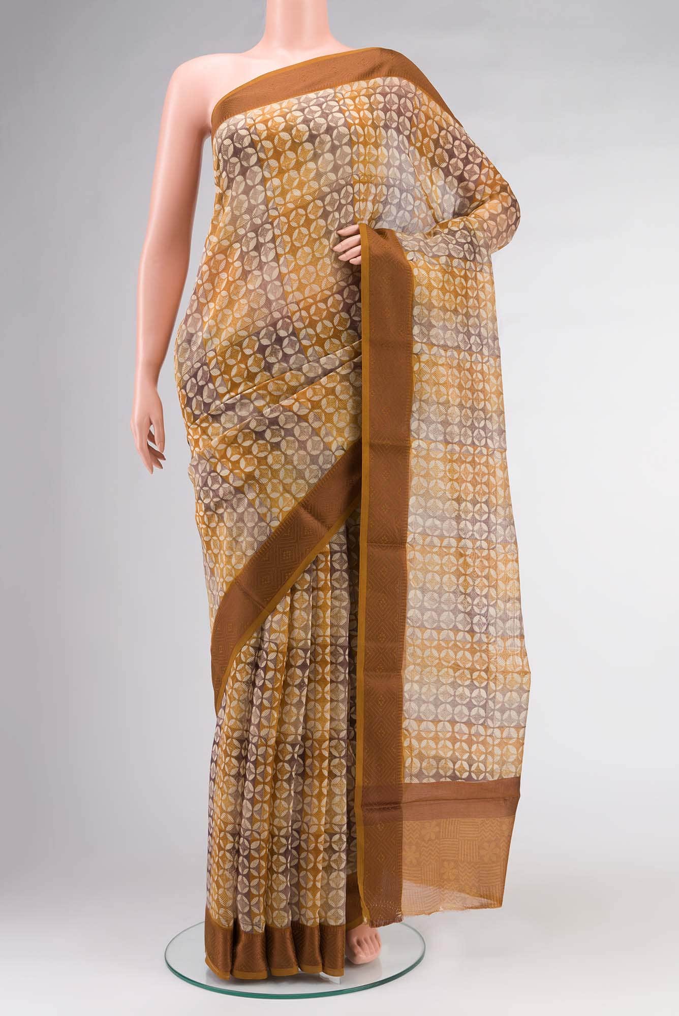 Mustard Chanderi Silk Cotton Saree