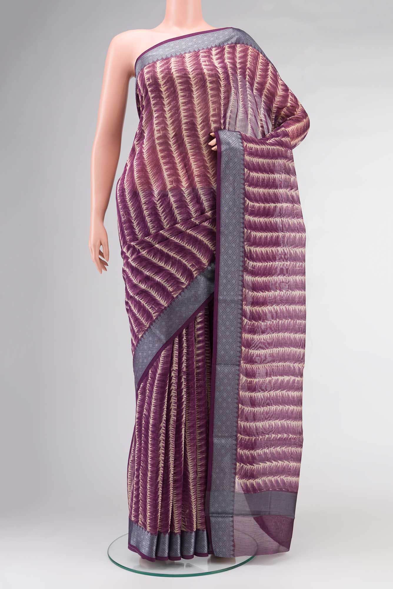 Purple Chanderi Silk Cotton Saree