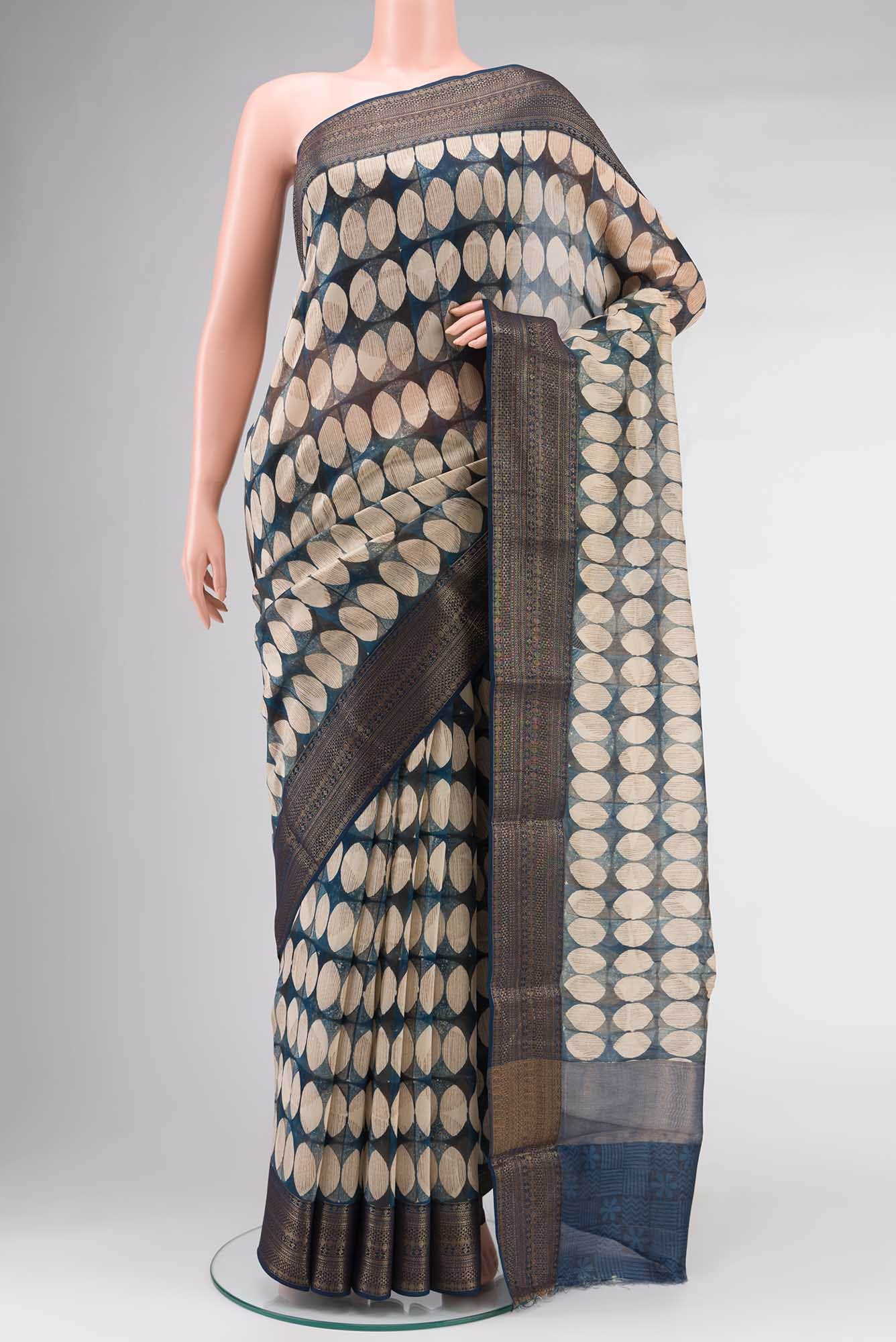 Blue Chanderi Silk Cotton Saree