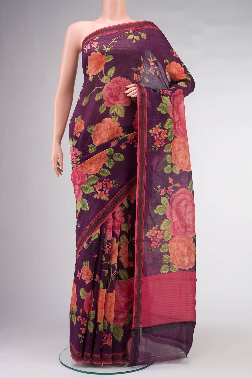 Purple Chanderi Silk Cotton Saree