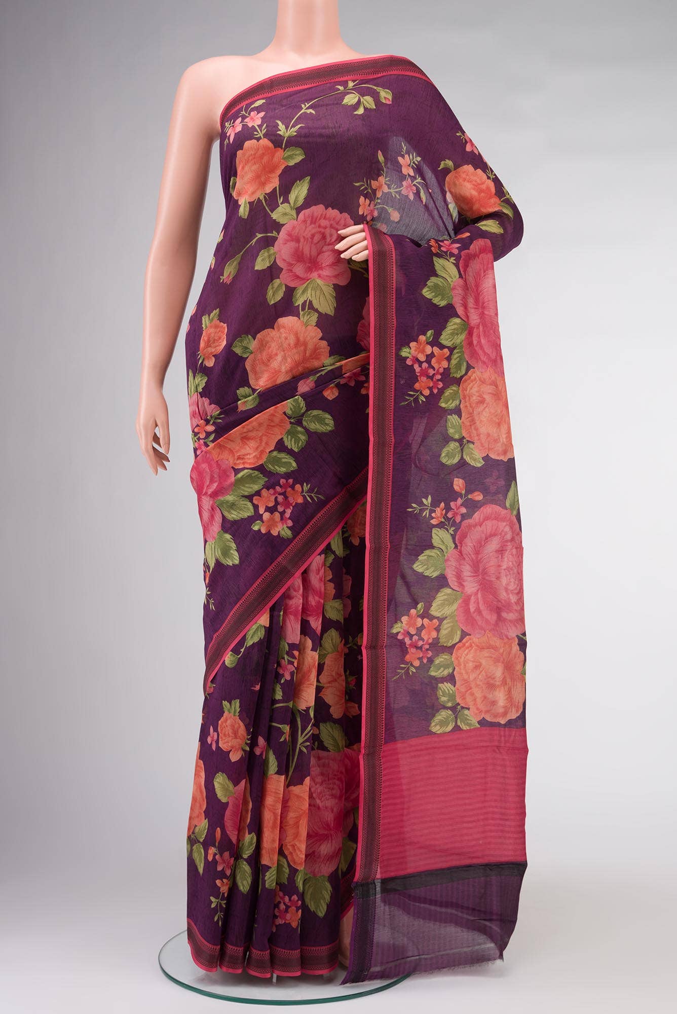Purple Chanderi Silk Cotton Saree
