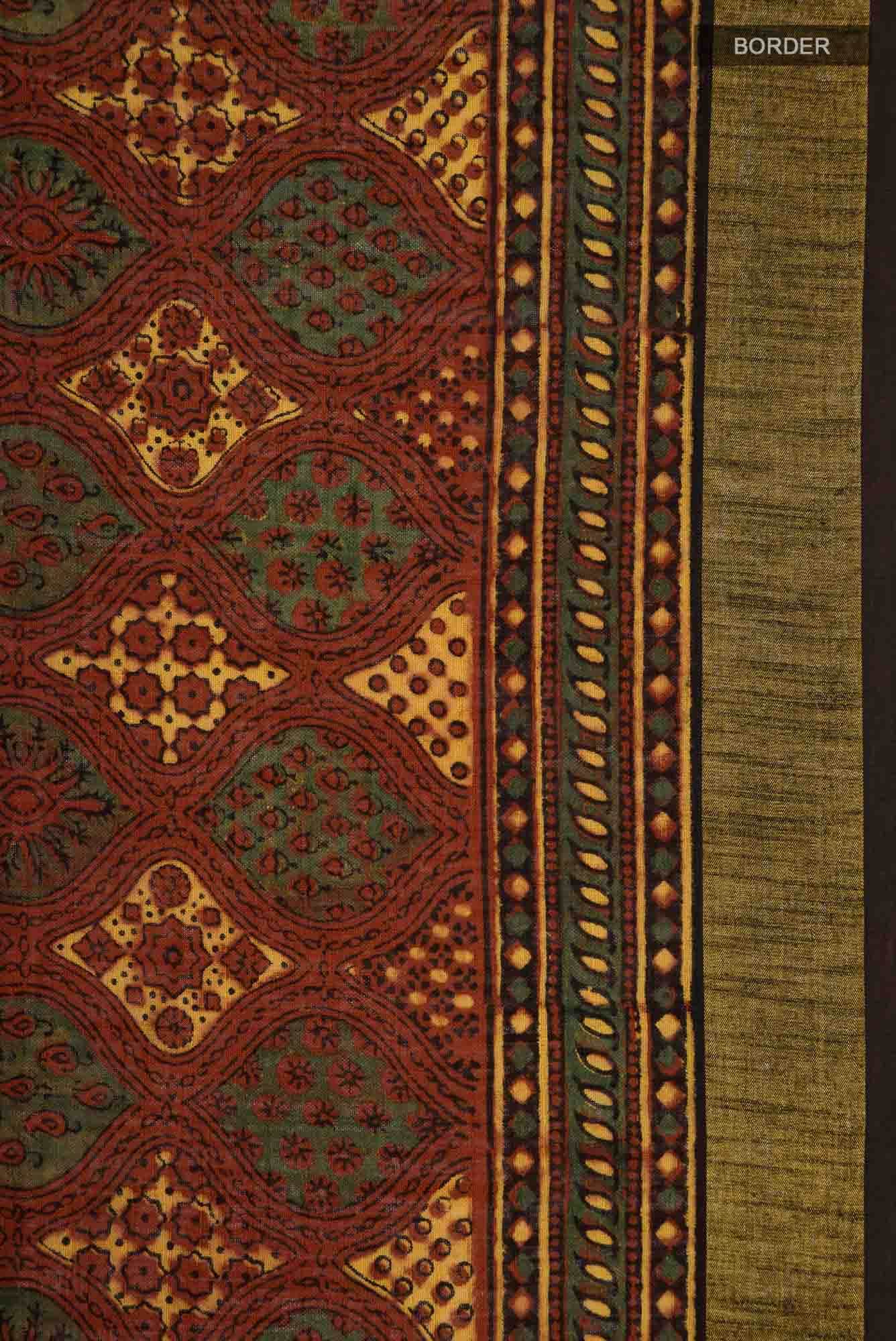 Rust Linen Cotton Saree