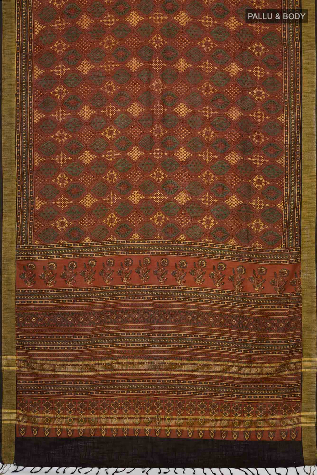 Rust Linen Cotton Saree