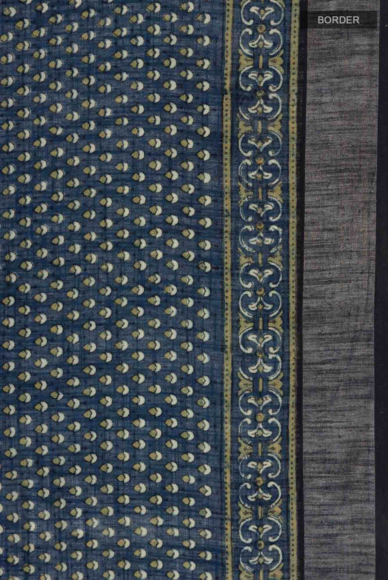 Indigo Linen Cotton Saree