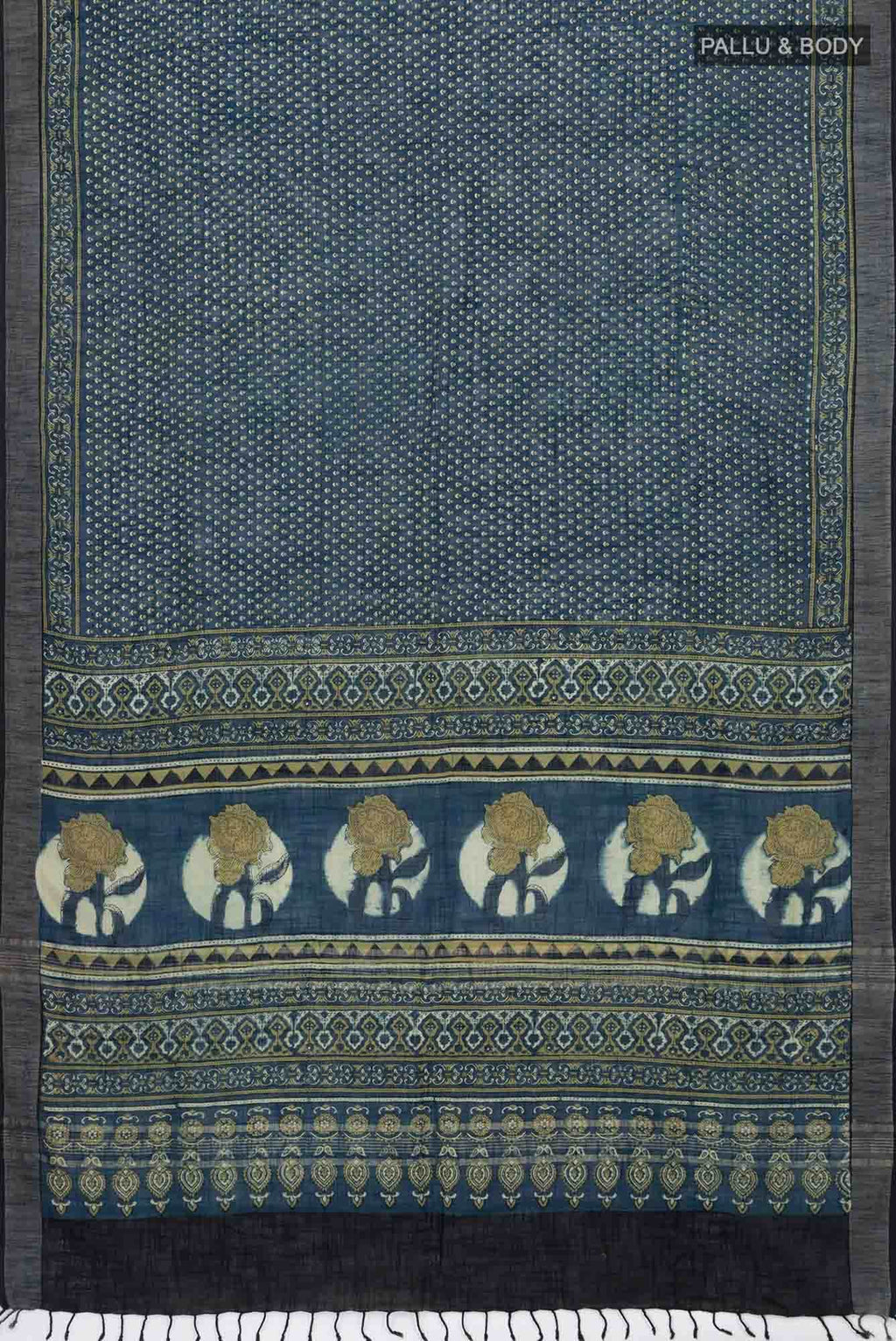 Indigo Linen Cotton Saree