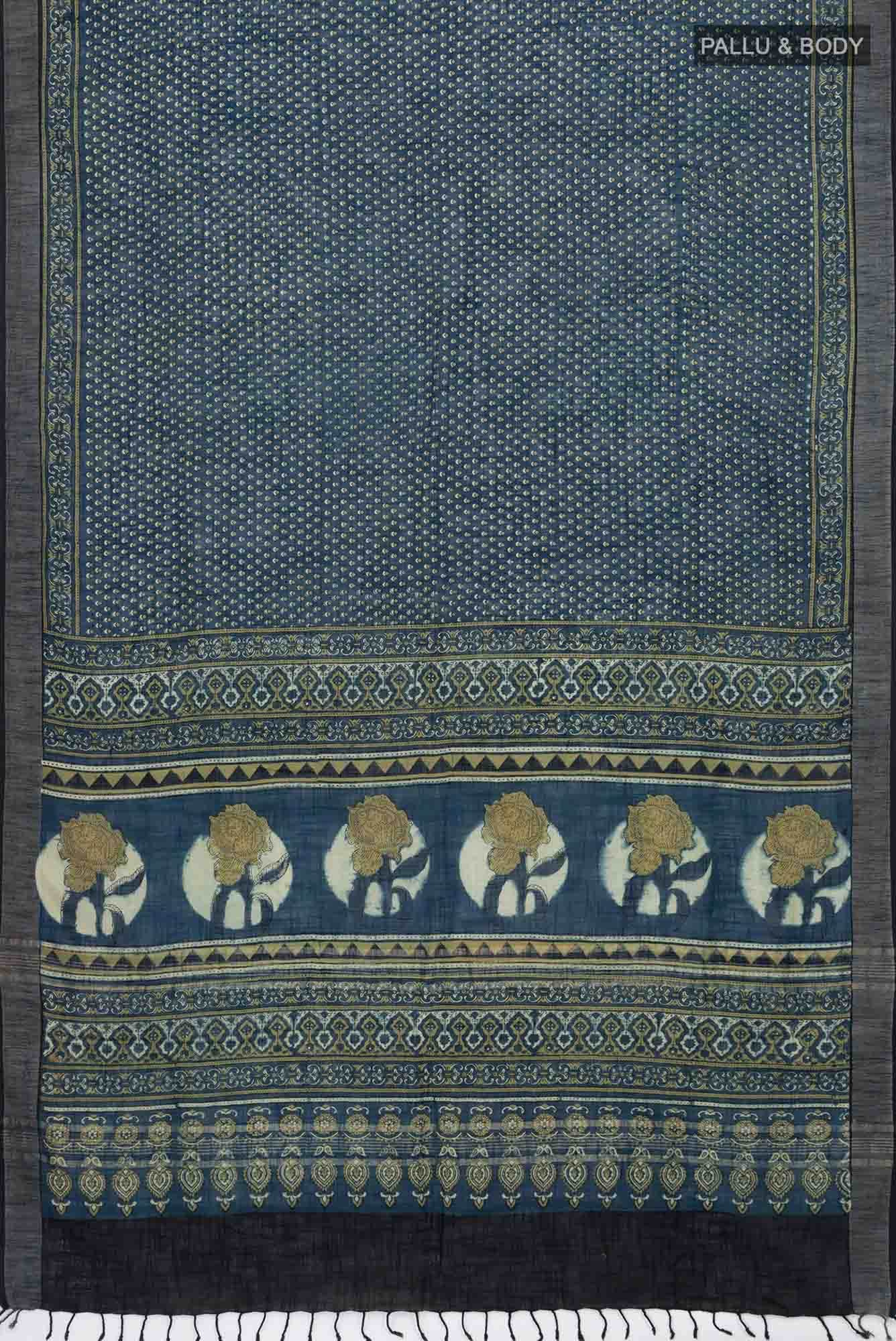 Indigo Linen Cotton Saree