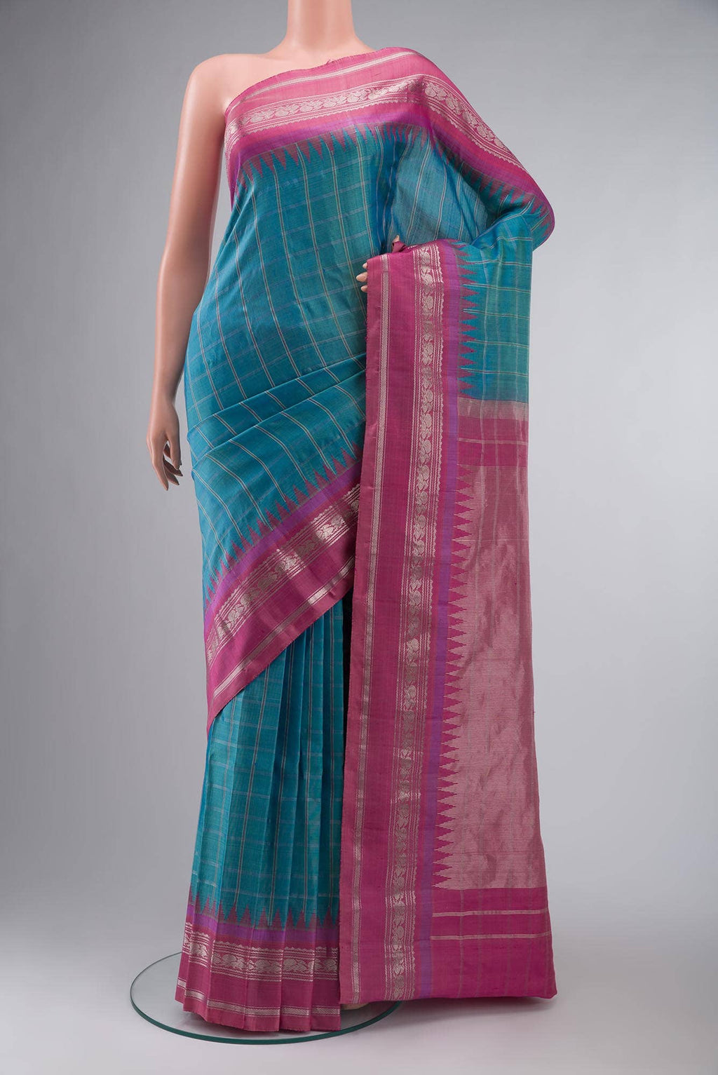 Blue Gadwal Silk Saree