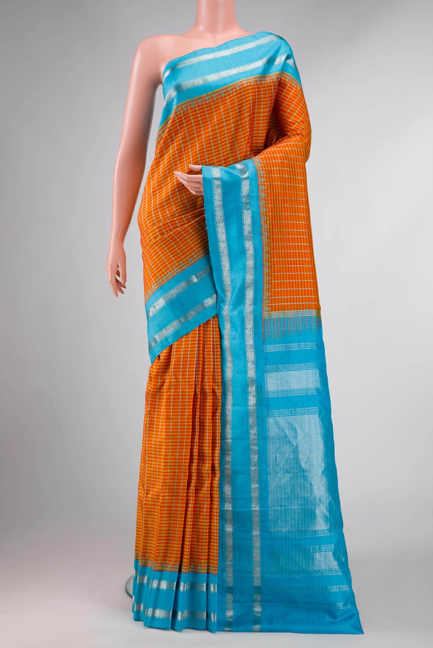 Mustard Dual Tone Gadwal Silk Saree