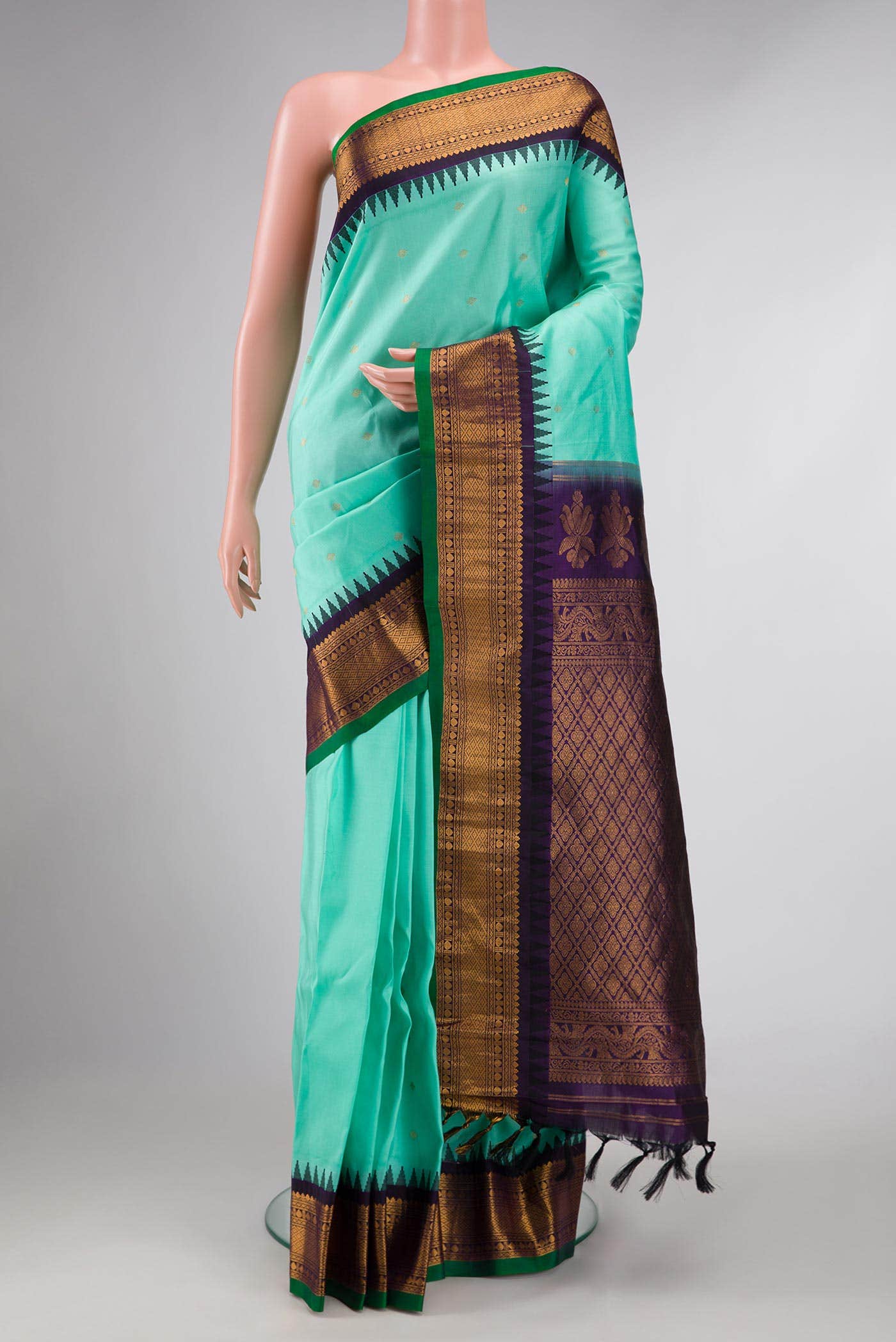 Sea Green Dual Tone Gadwal Silk Saree