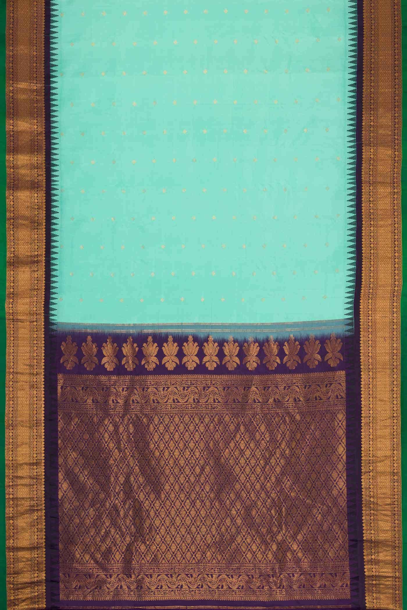 Sea Green Dual Tone Gadwal Silk Saree