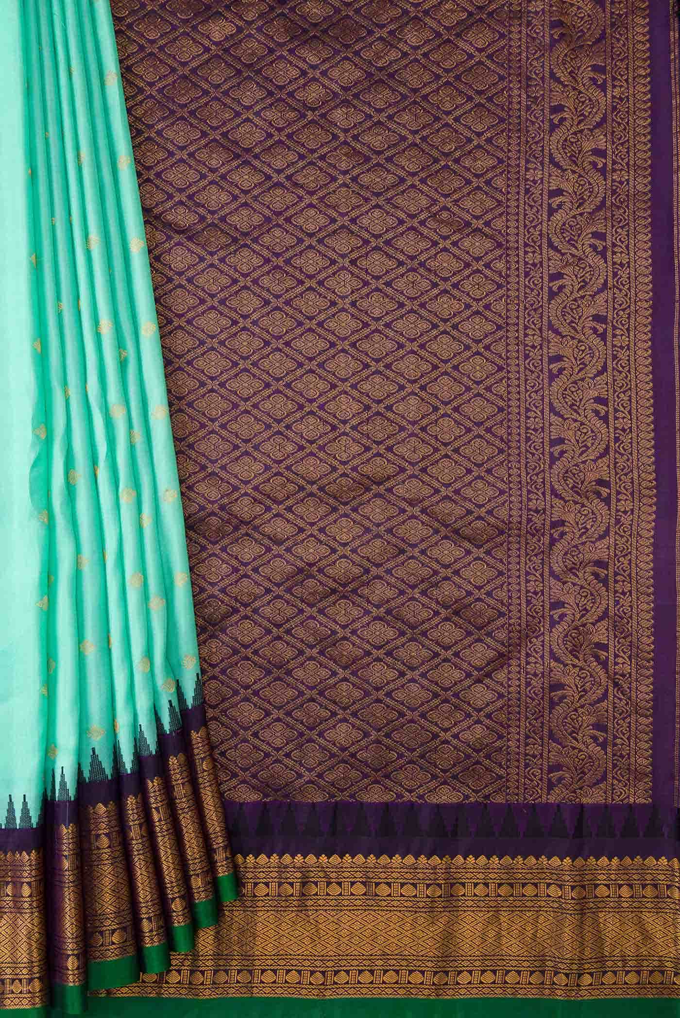 Sea Green Dual Tone Gadwal Silk Saree