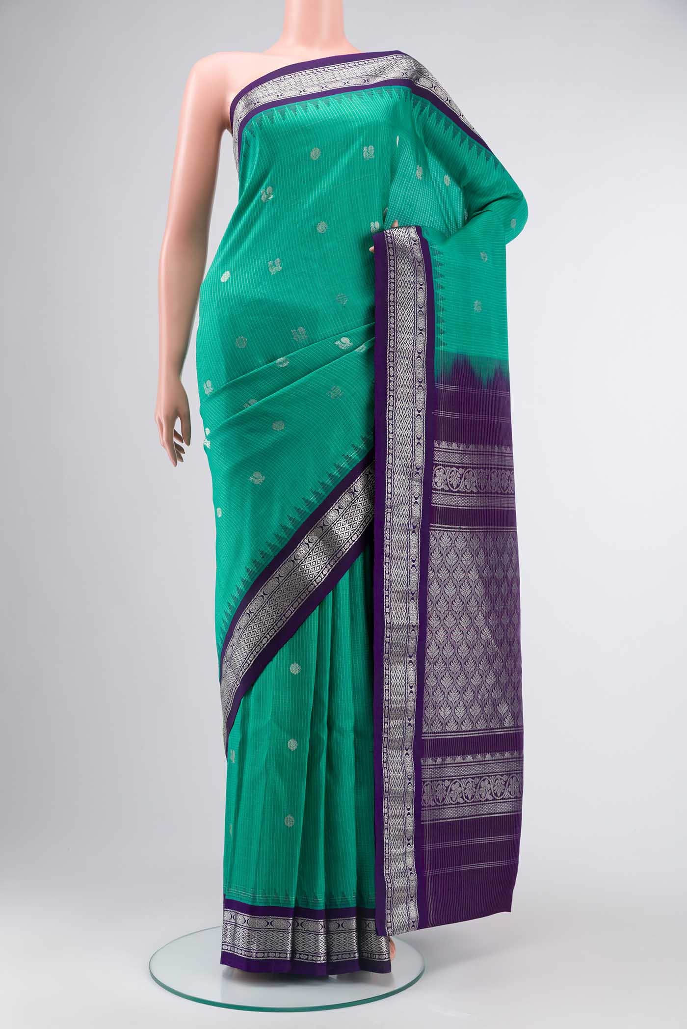 Sea Green Gadwal Silk Saree