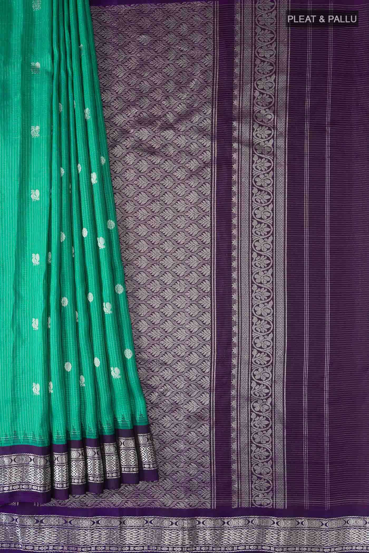 Sea Green Gadwal Silk Saree