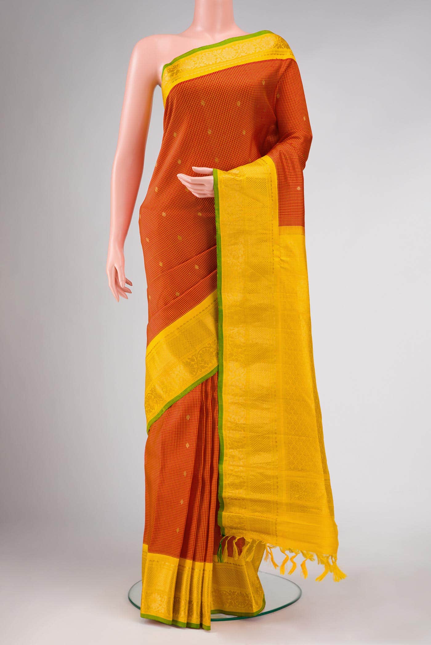 Red Gadwal Silk Saree