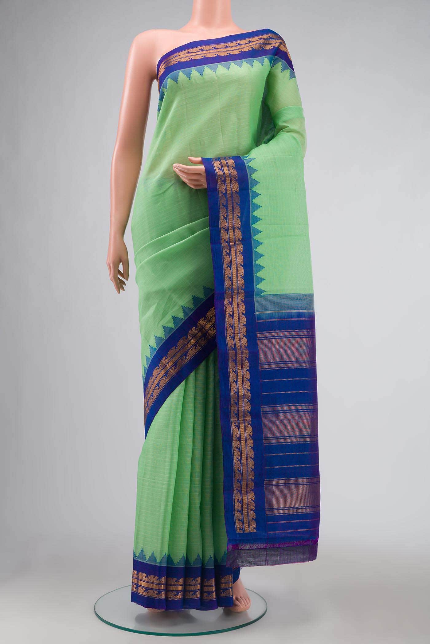 Green Gadwal cotton Saree