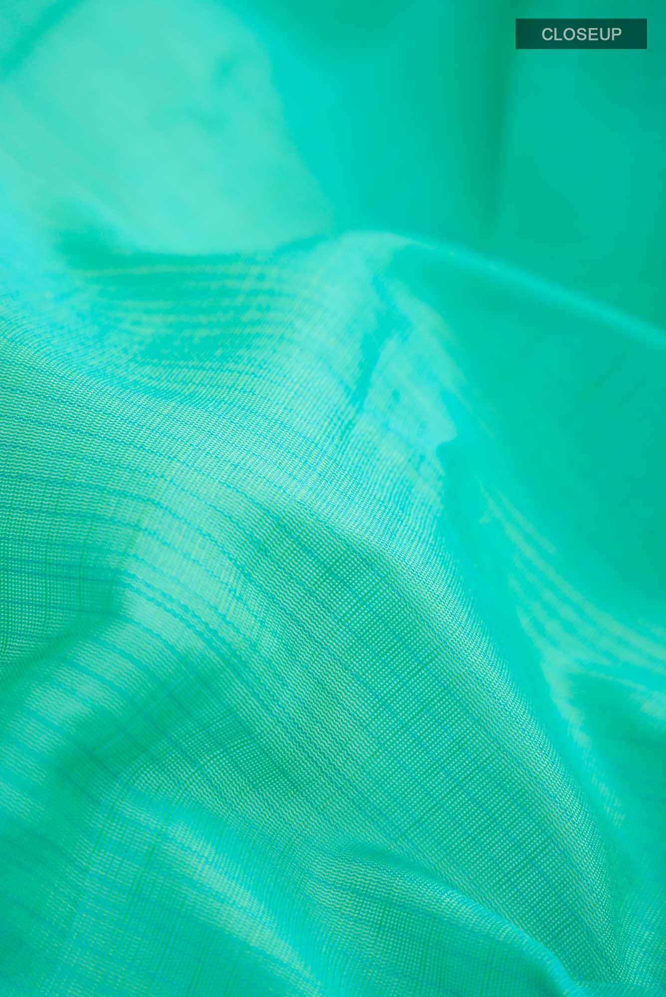 Turquoise Gadwal Silk Cotton Saree
